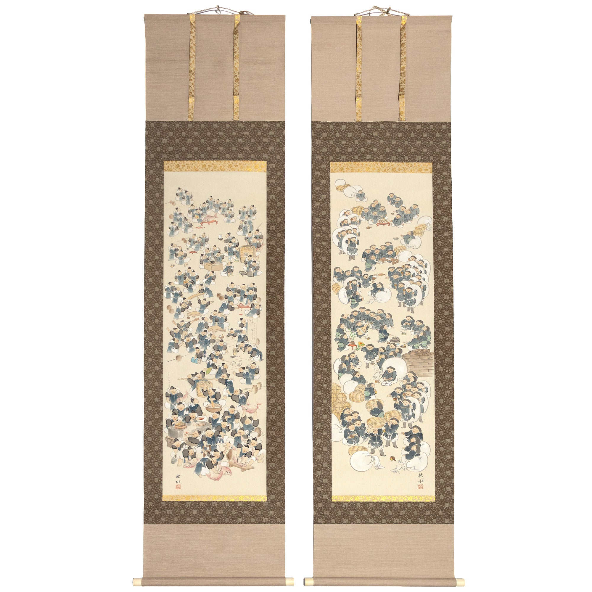 Pair of Scrolls Depicting Daikoku and Ebisu