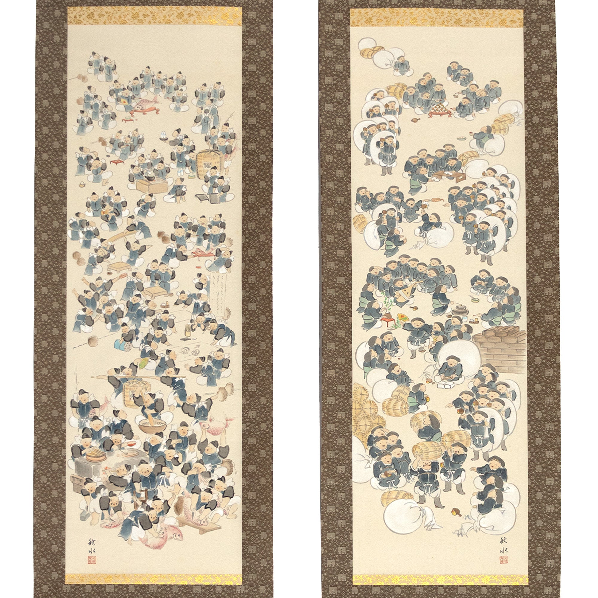 Pair of Scrolls Depicting Daikoku and Ebisu
