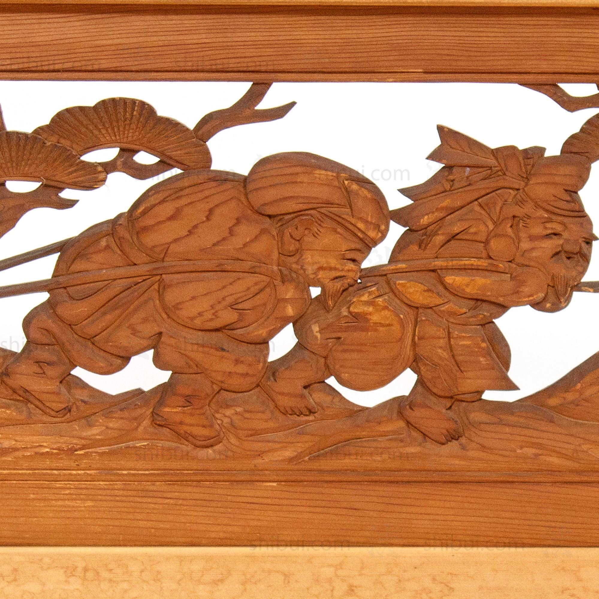 Daikoku and Ebisu with Ship of Treasures Ranma | Japanese Transom | Japanese Decor
