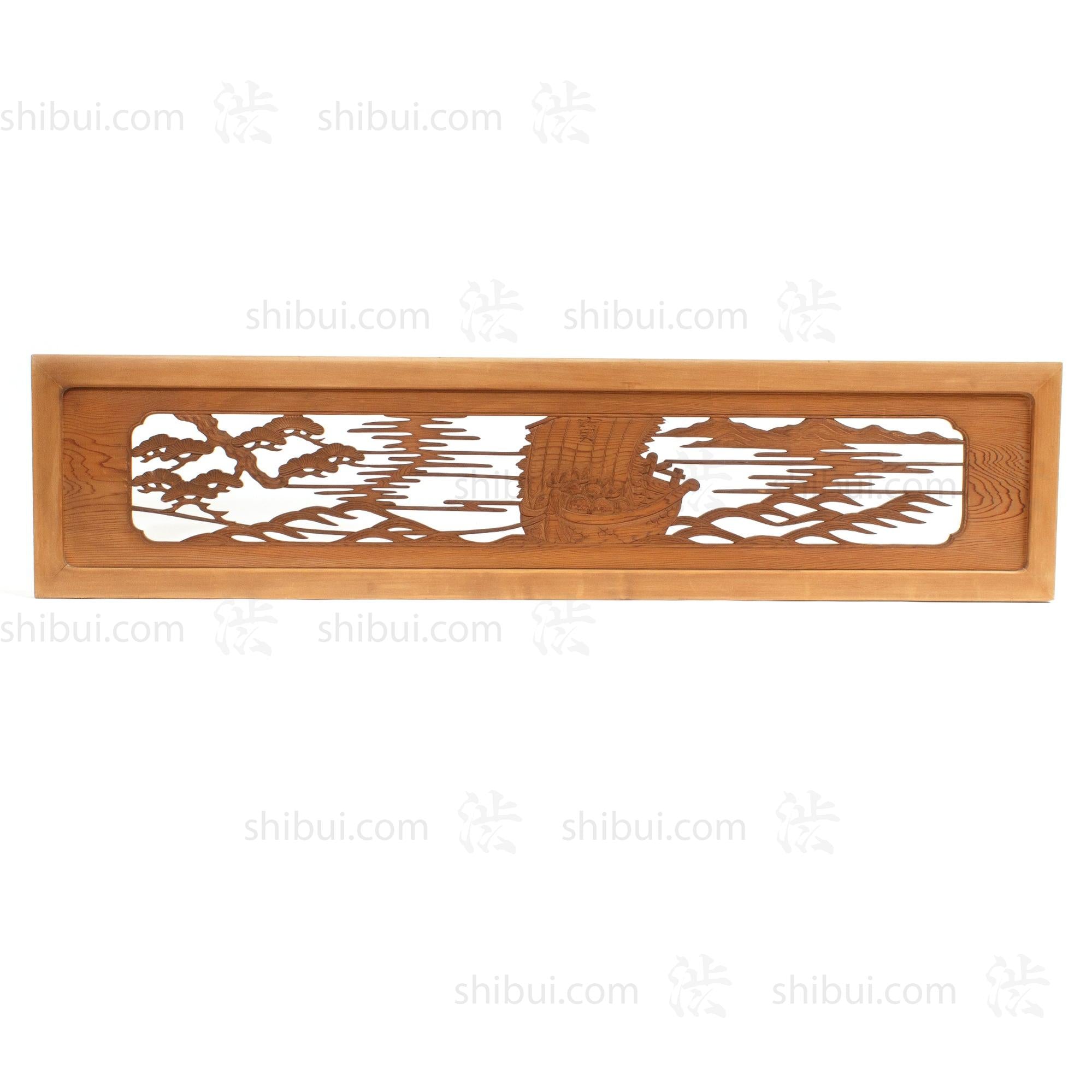 Daikoku and Ebisu with Ship of Treasures Ranma | Japanese Transom | Japanese Decor