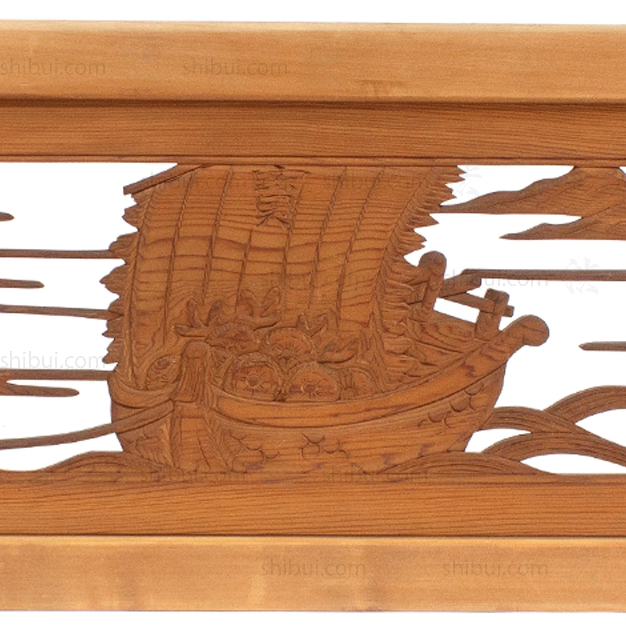 Daikoku and Ebisu with Ship of Treasures Ranma | Japanese Transom | Japanese Decor
