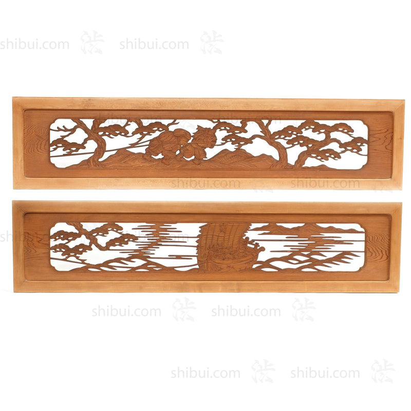 Daikoku and Ebisu with Ship of Treasures Ranma | Japanese Transom | Japanese Decor