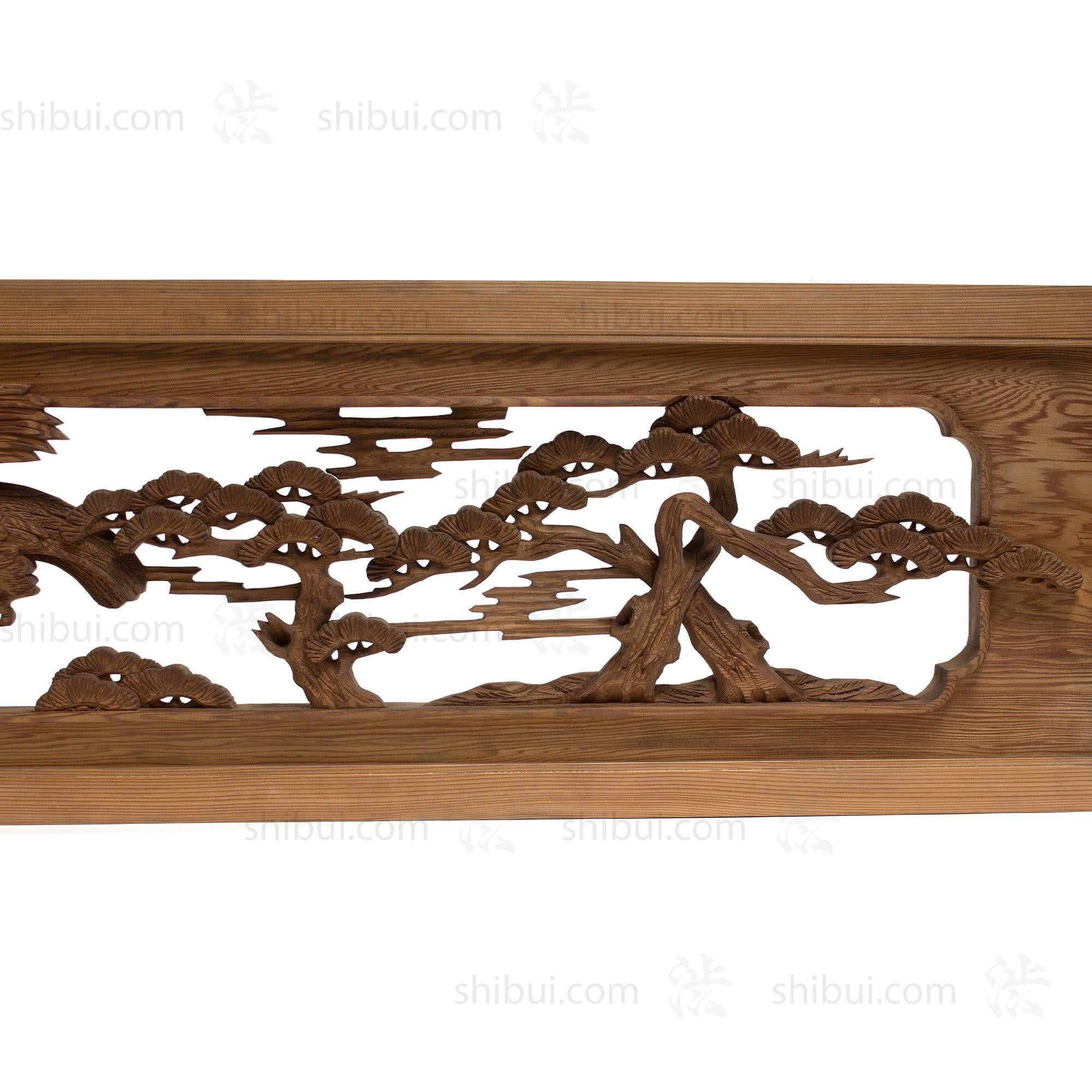 Deeply Caved Hawk Ranma | Transom Carving | Japanese Architectural Decor