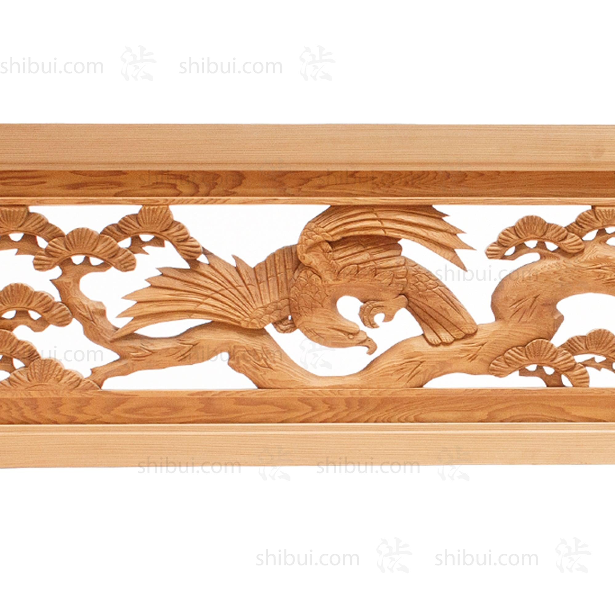 Carved Hawk and Pine Ranma | Japanese Transom Screen