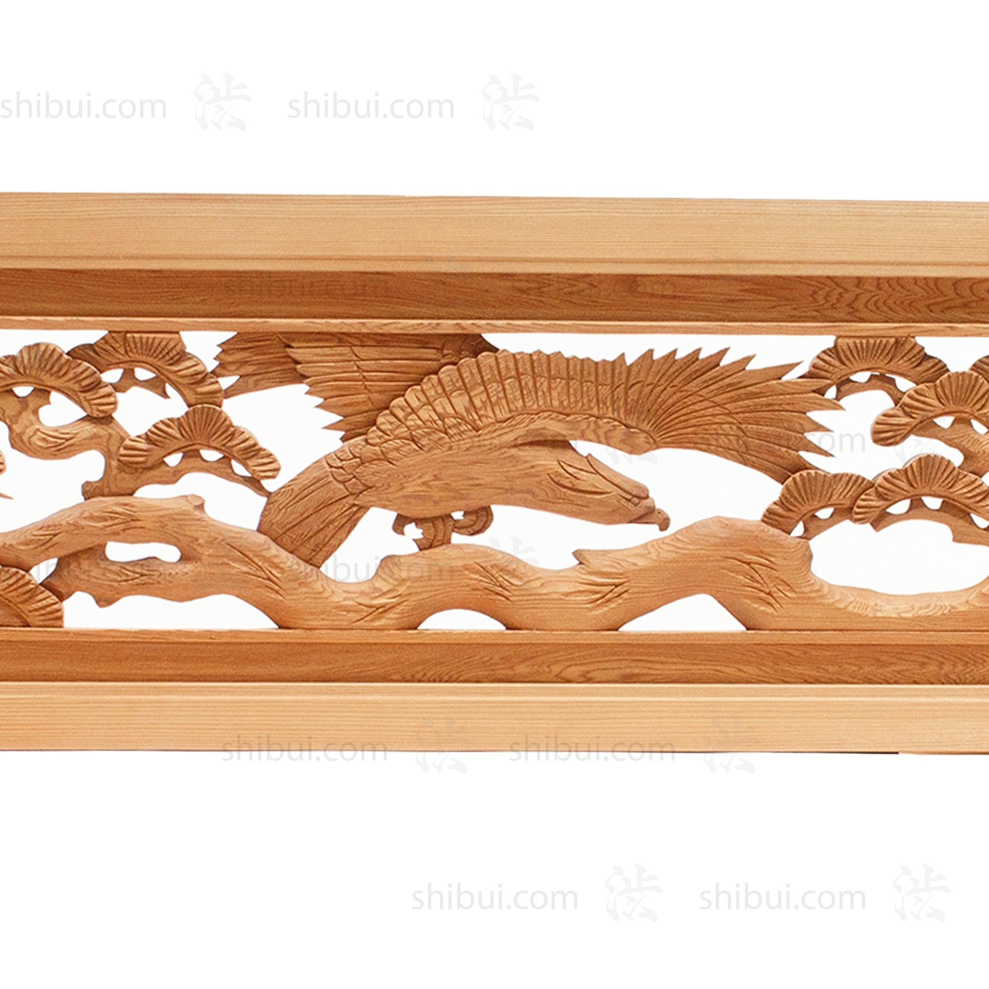 Carved Hawk and Pine Ranma | Japanese Transom Screen