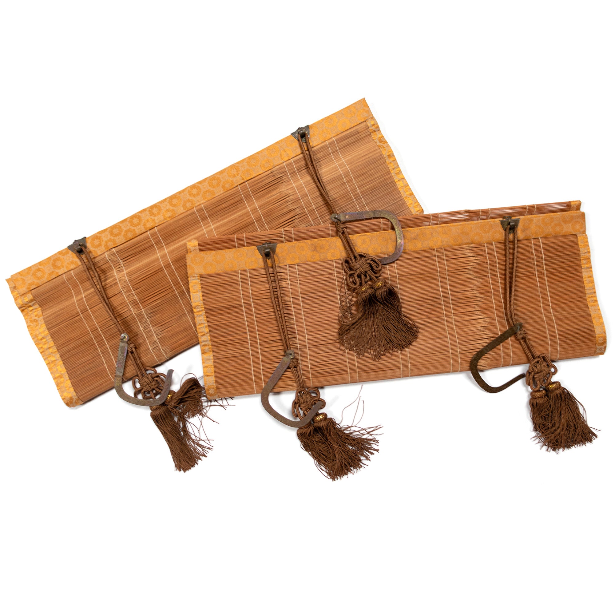 Sudare with Brocade Border| Split Bamboo Blind | Set of 2