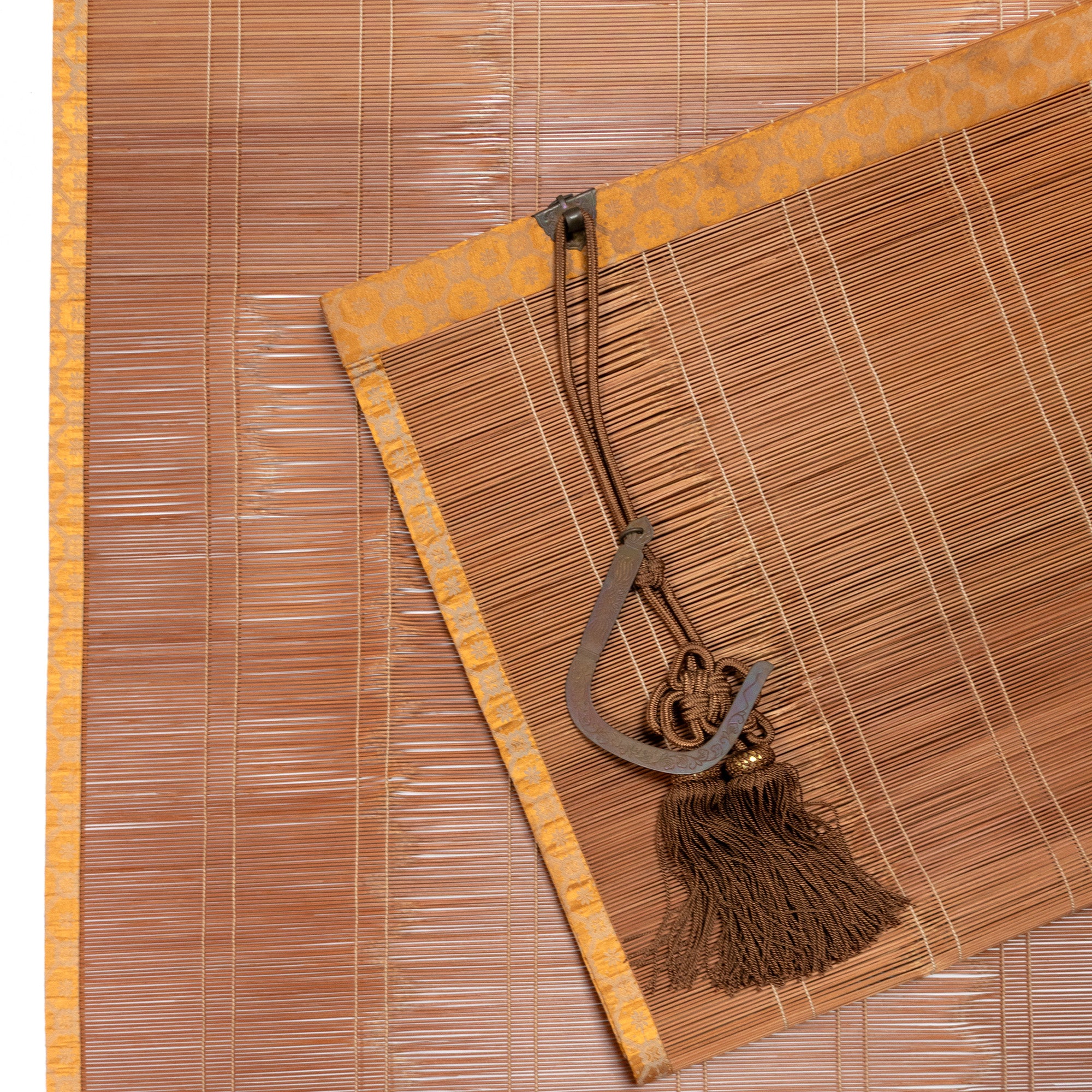 Sudare with Brocade Border| Split Bamboo Blind | Set of 2