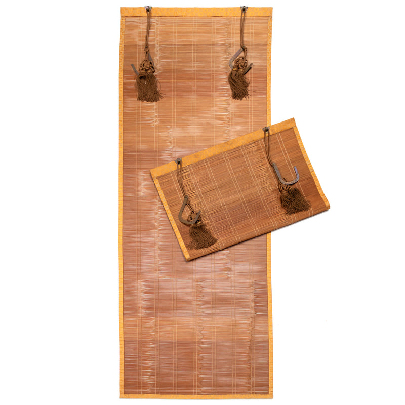 Sudare with Brocade Border| Split Bamboo Blind | Set of 2