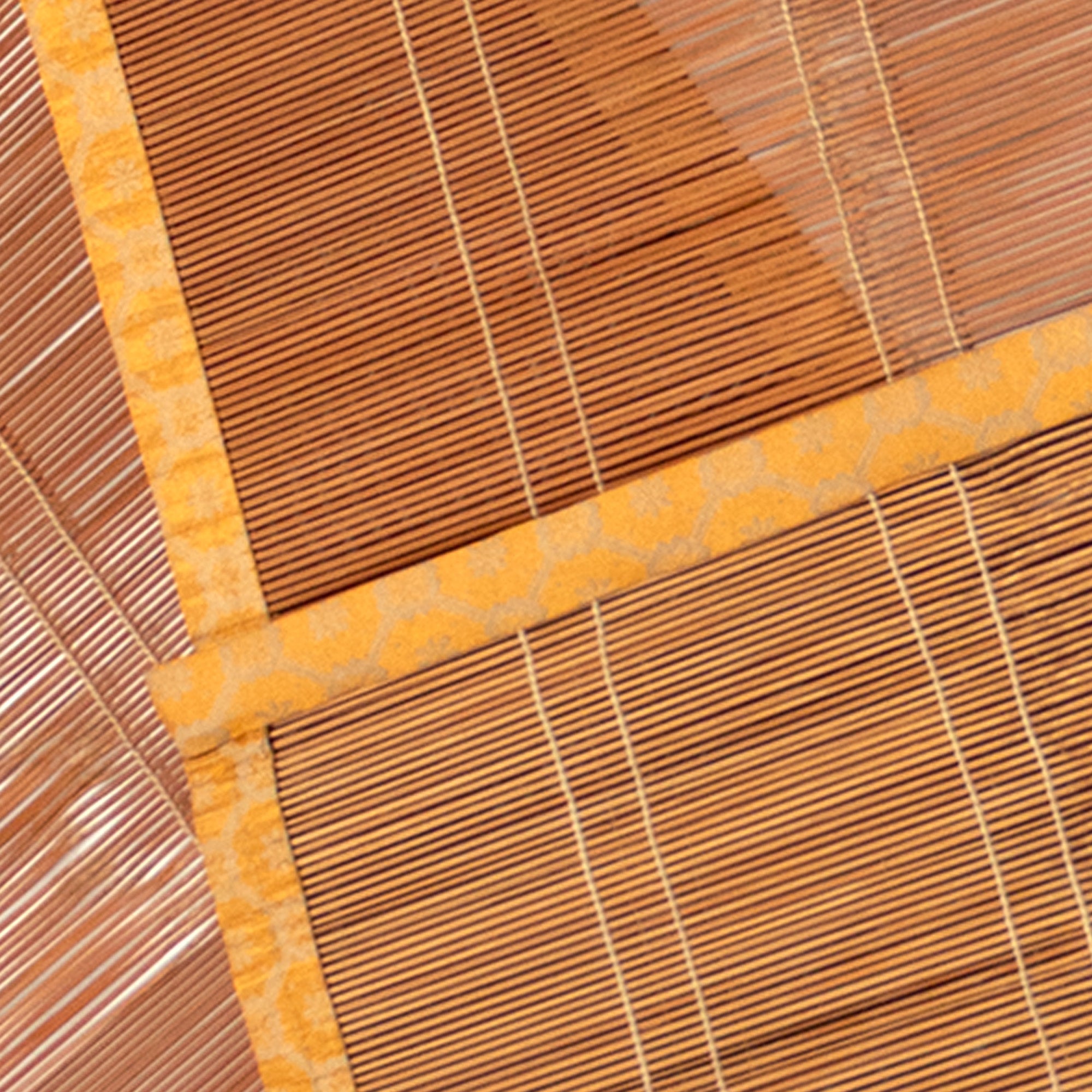Sudare with Brocade Border| Split Bamboo Blind | Set of 2