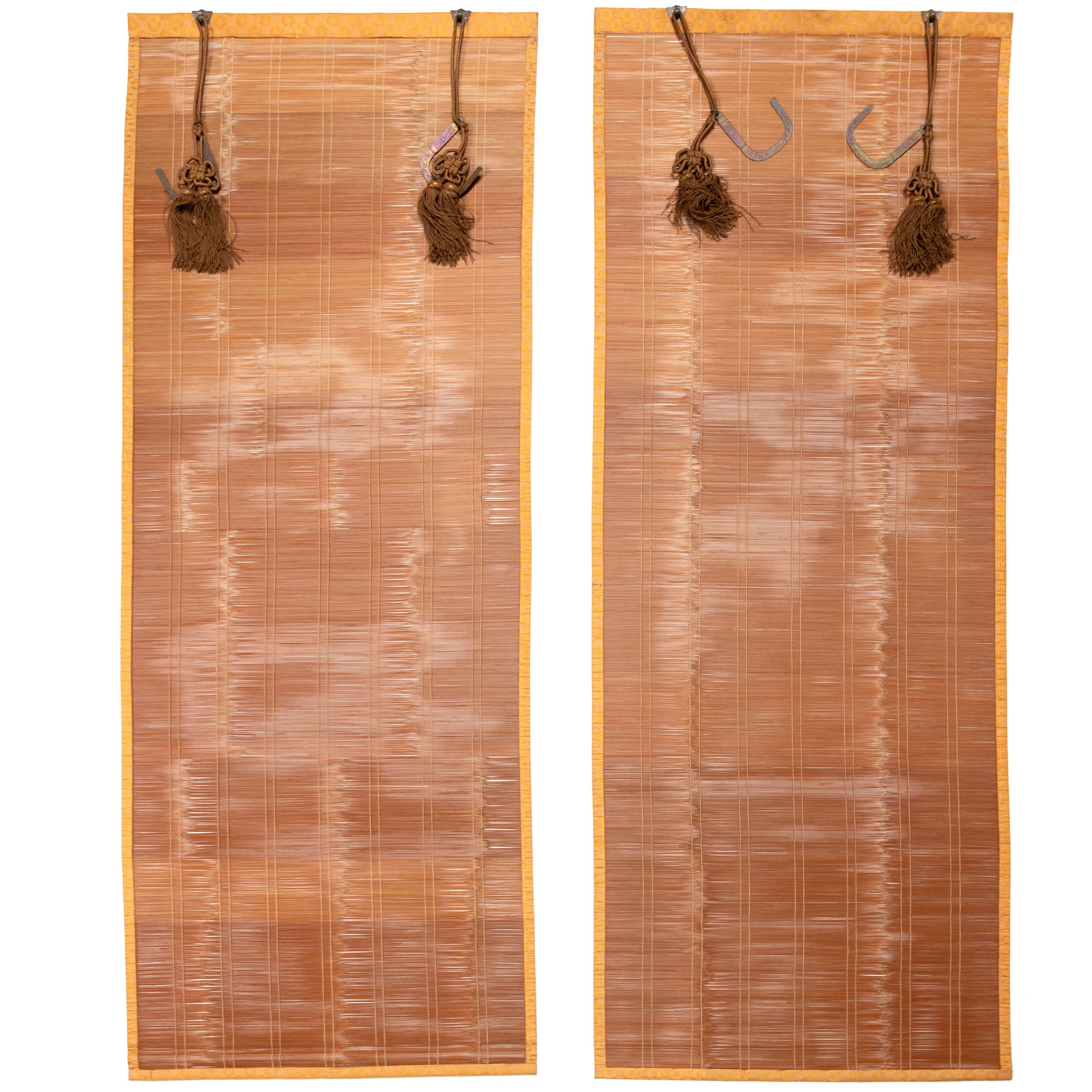 Sudare with Brocade Border| Split Bamboo Blind | Set of 2