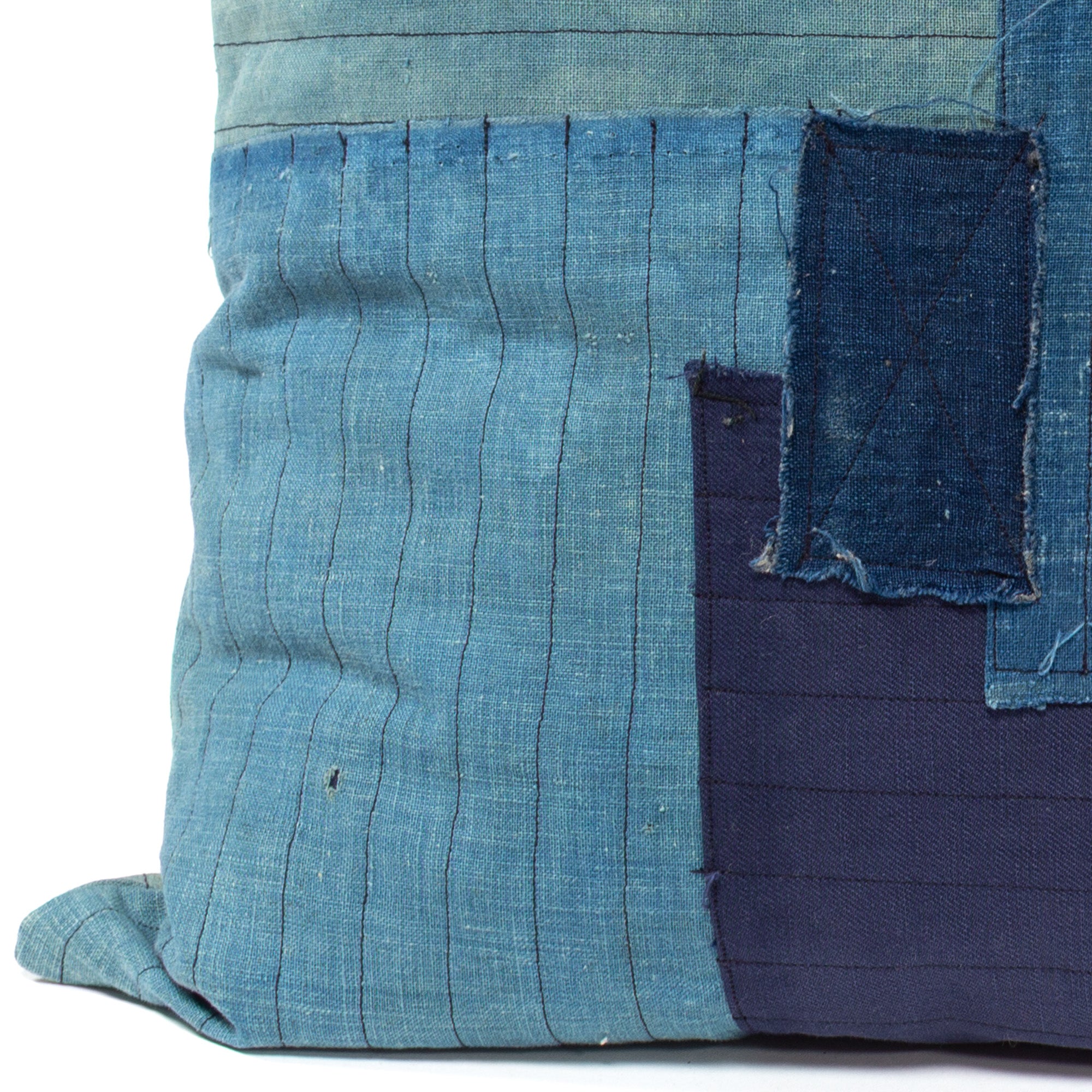 Vintage Japanese Indigo Cotton Patchwork Pillow