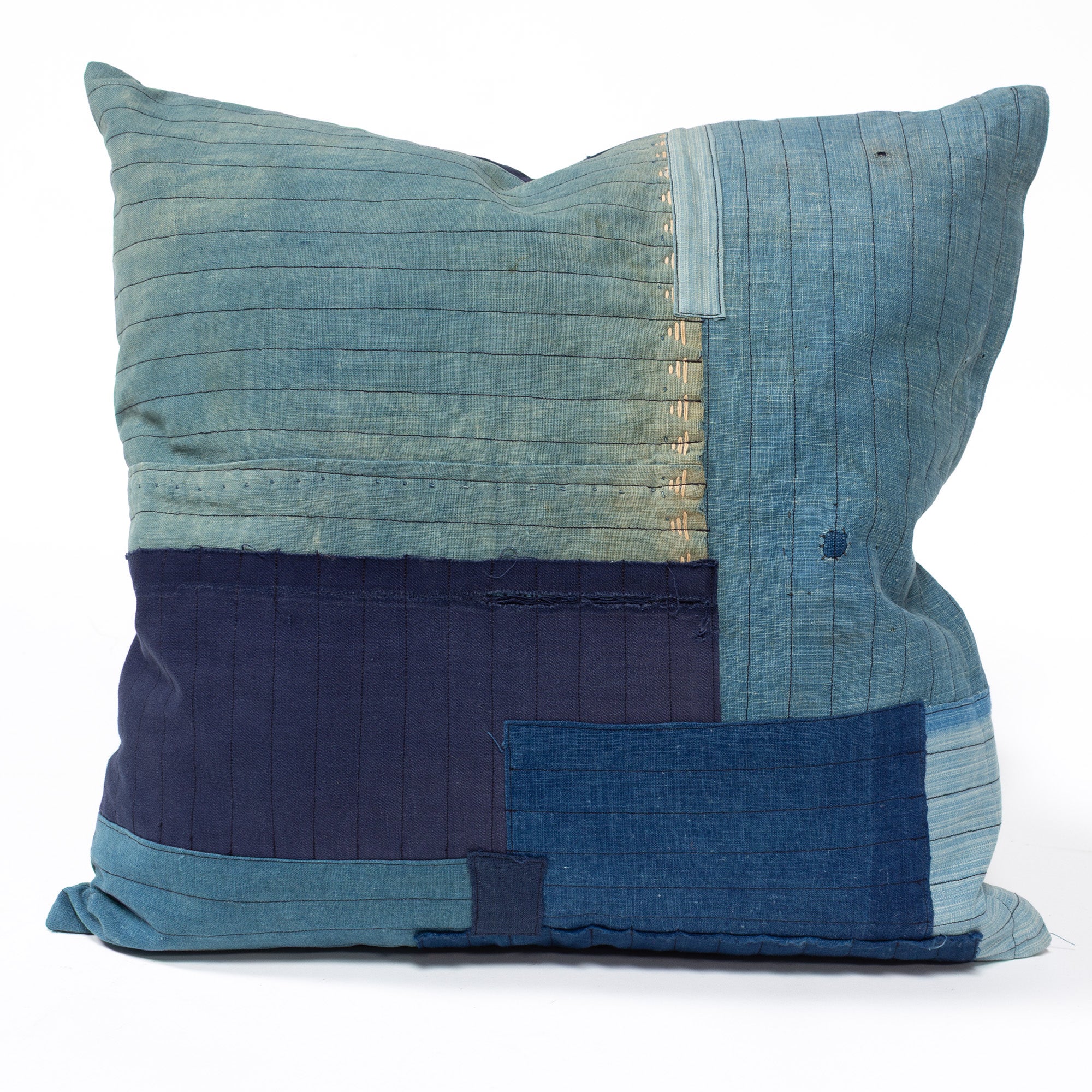 Vintage Japanese Indigo Cotton Patchwork Pillow