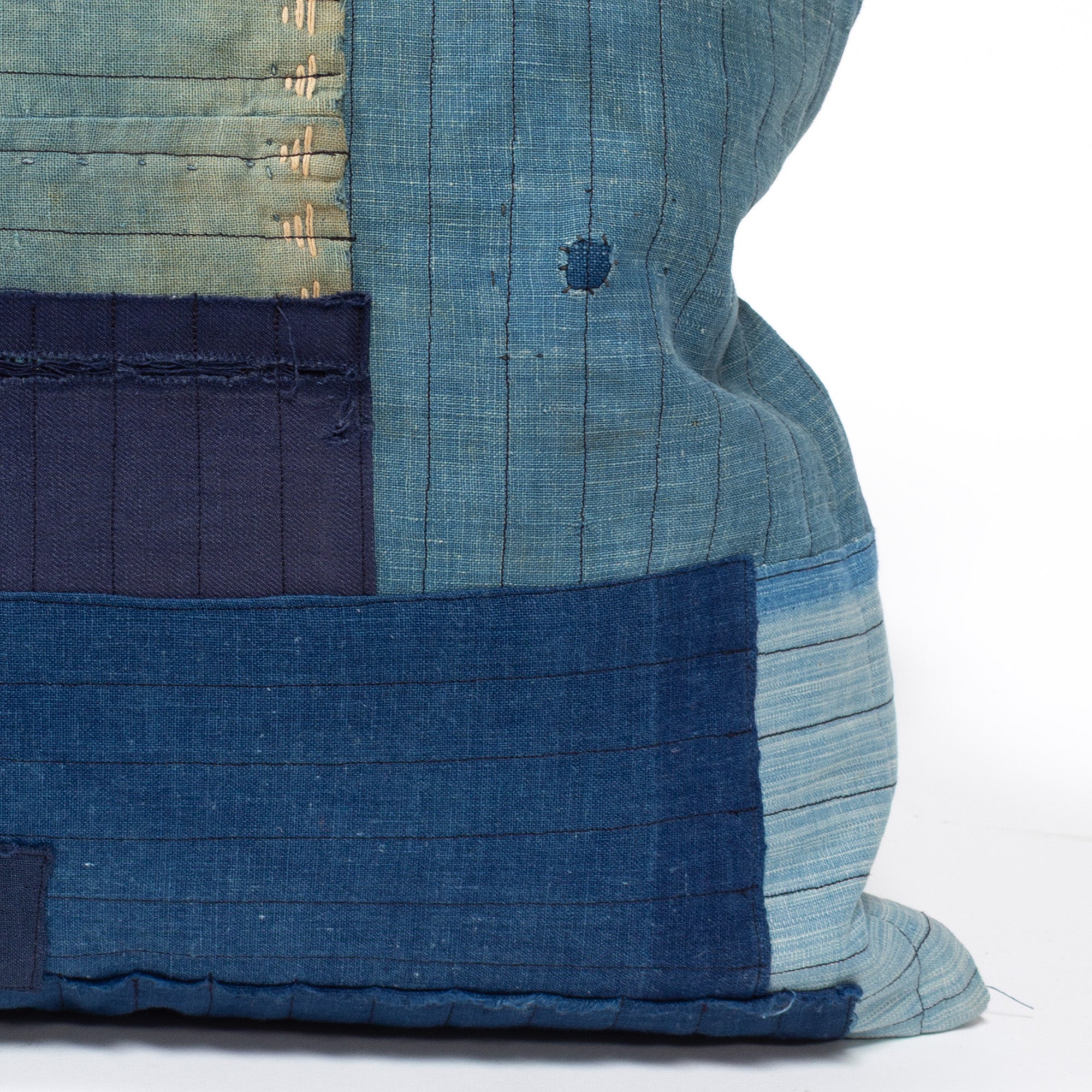 Vintage Japanese Indigo Cotton Patchwork Pillow