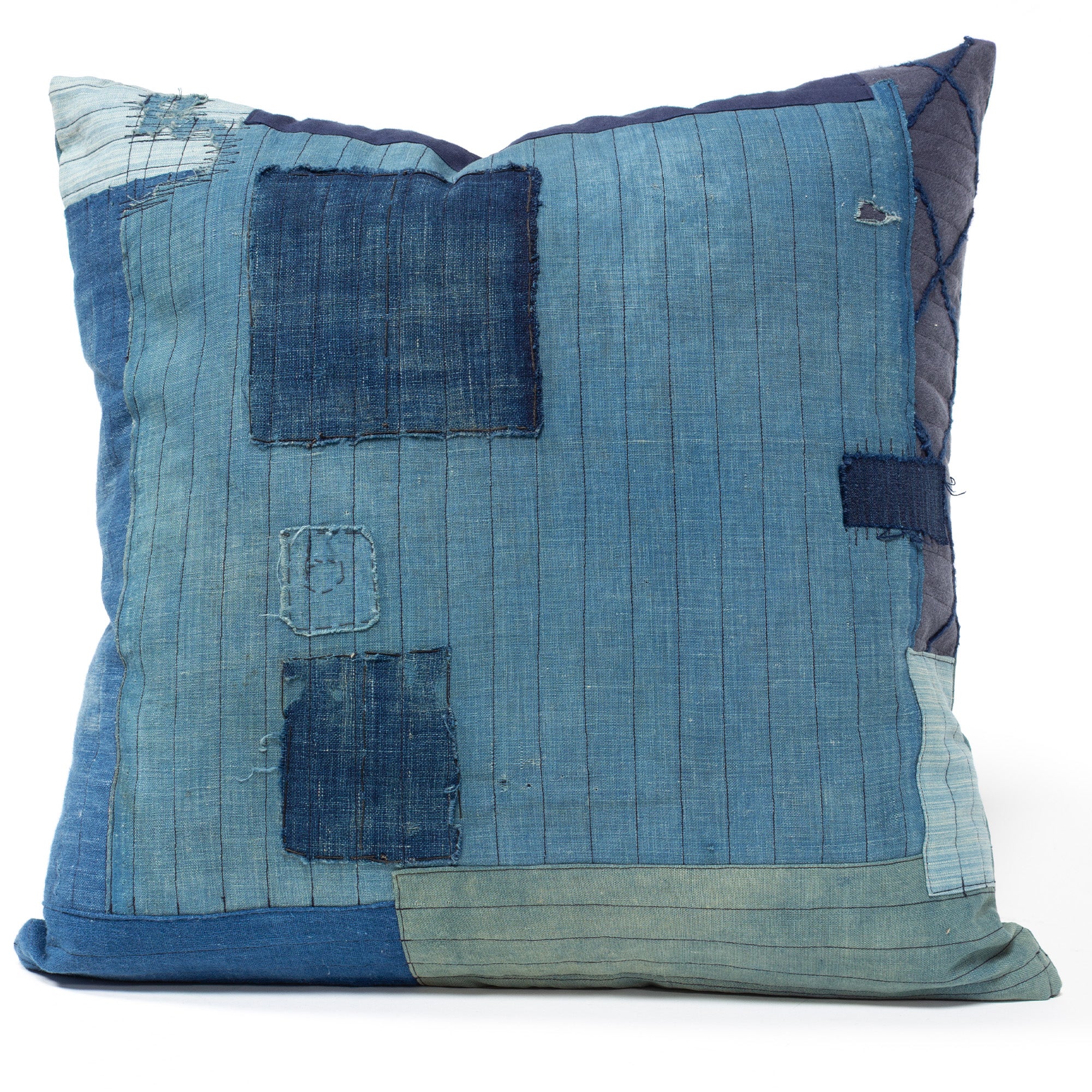 Vintage Japanese Indigo Cotton Patchwork Pillow