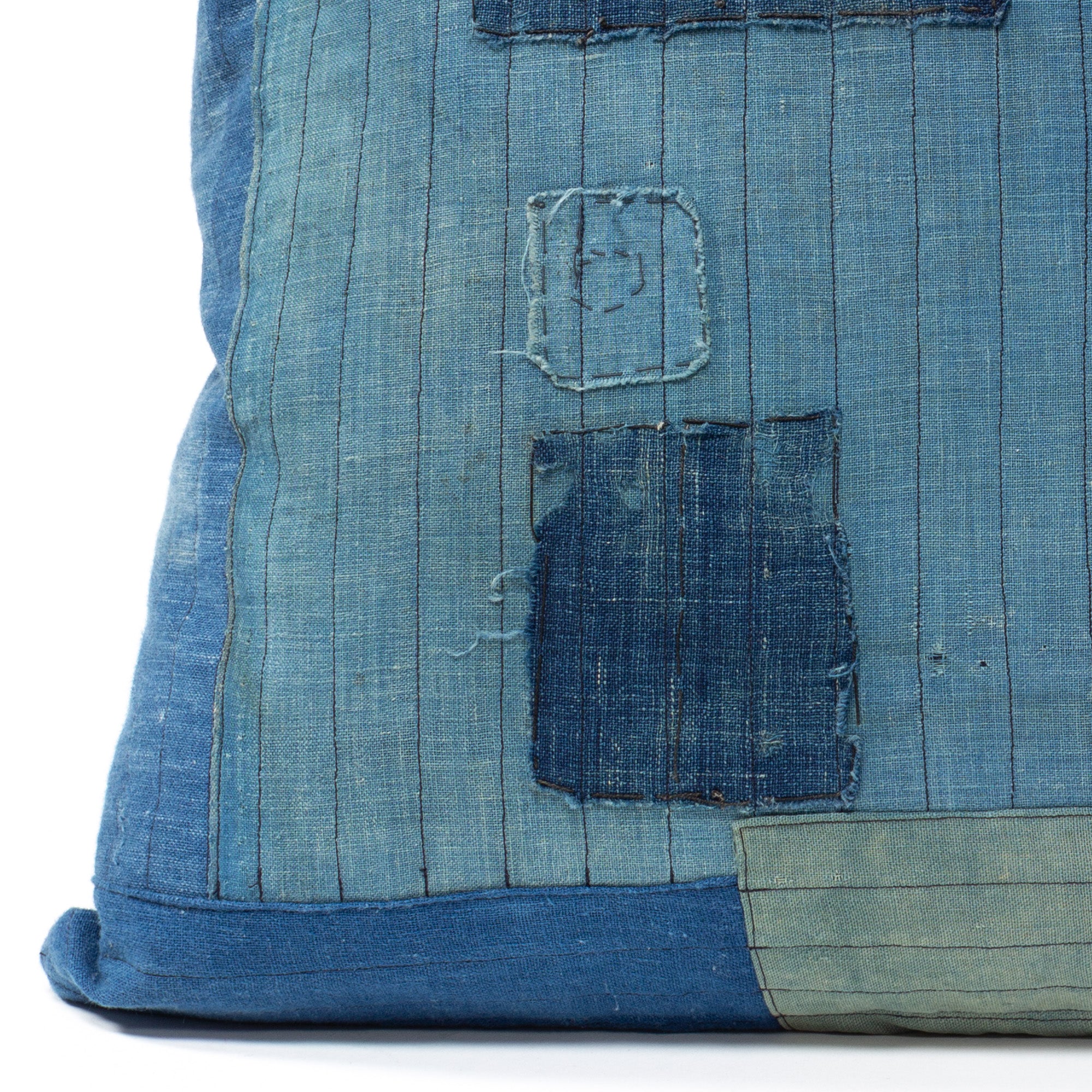 Vintage Japanese Indigo Cotton Patchwork Pillow