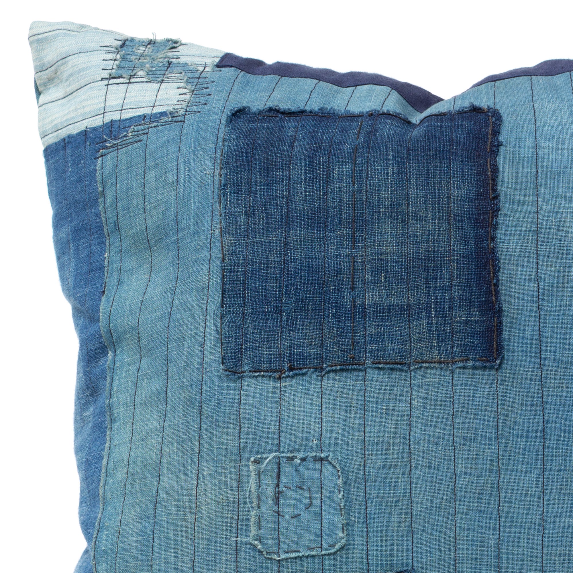 Vintage Japanese Indigo Cotton Patchwork Pillow