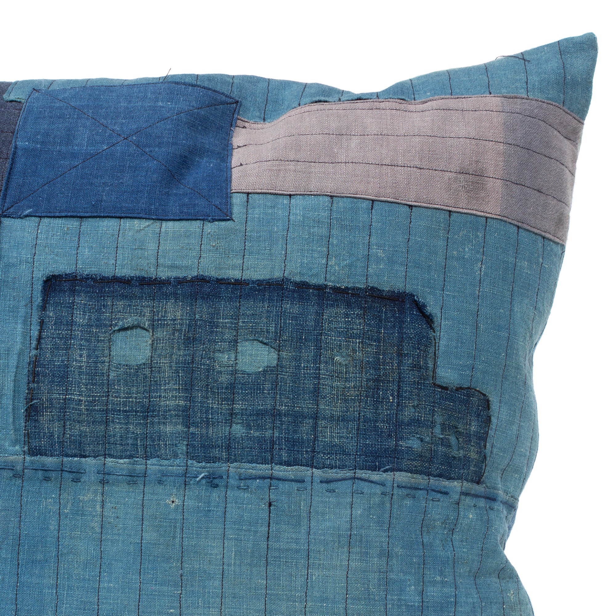 Vintage Japanese Indigo Cotton Patchwork Pillow