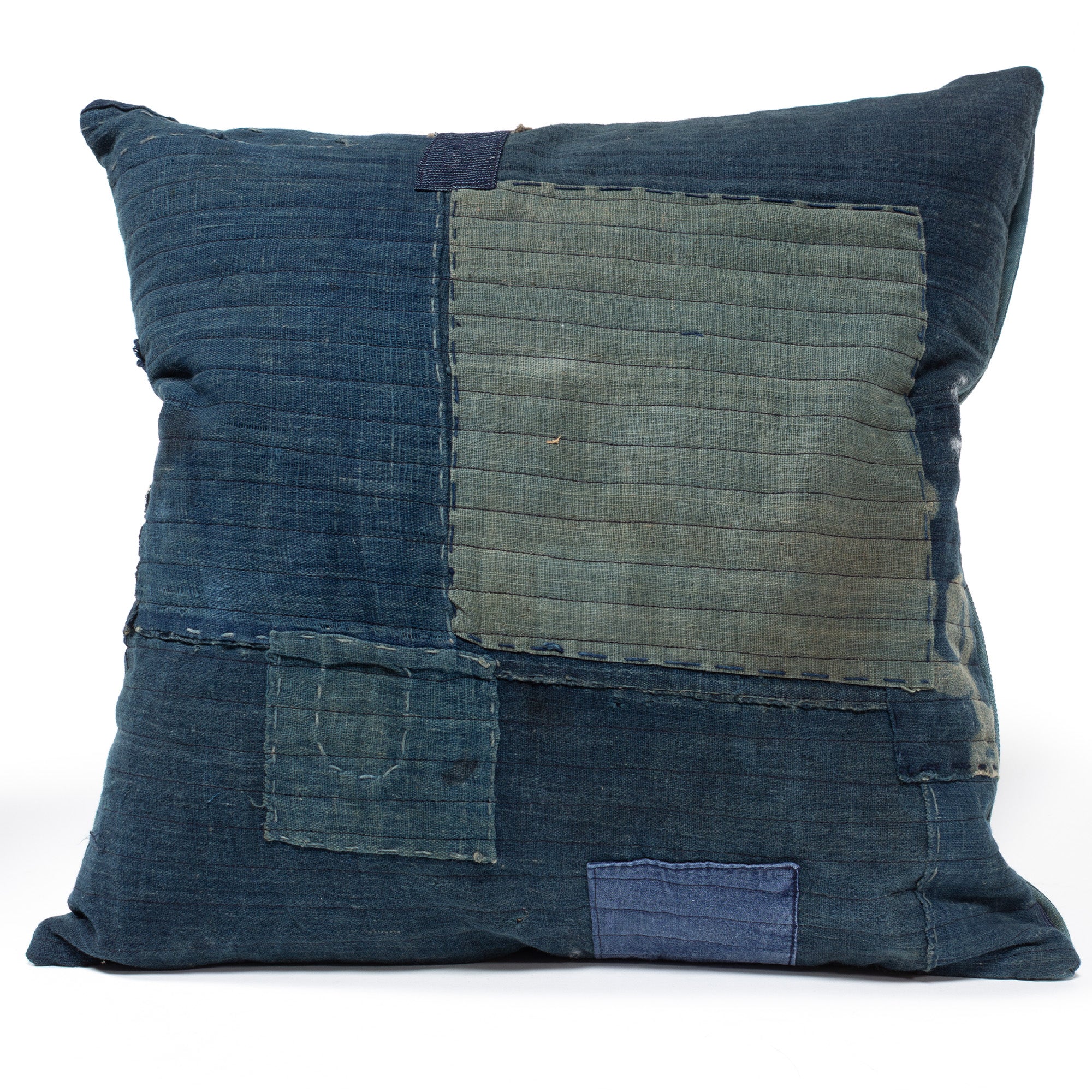 Vintage Japanese Indigo Cotton Patchwork Pillow