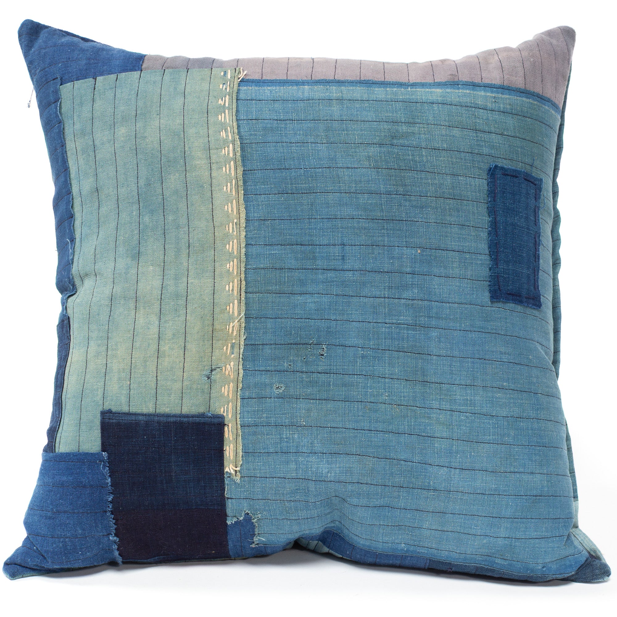 Vintage Japanese Indigo Cotton Patchwork Pillow