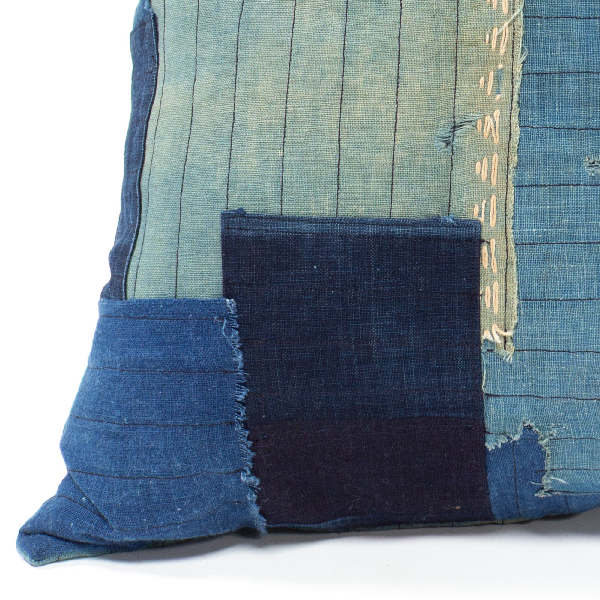 Vintage Japanese Indigo Cotton Patchwork Pillow
