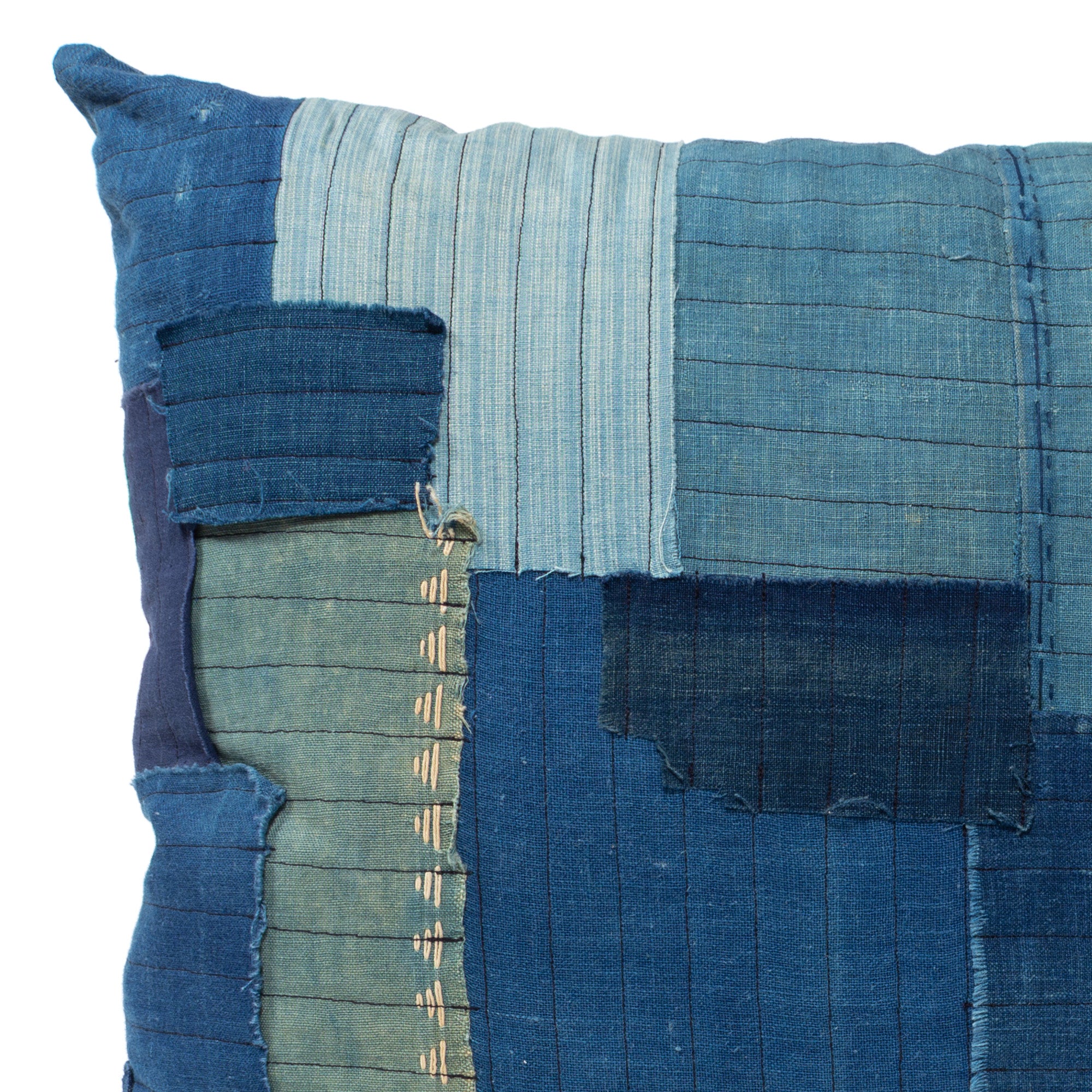 Vintage Japanese Indigo Cotton Patchwork Pillow