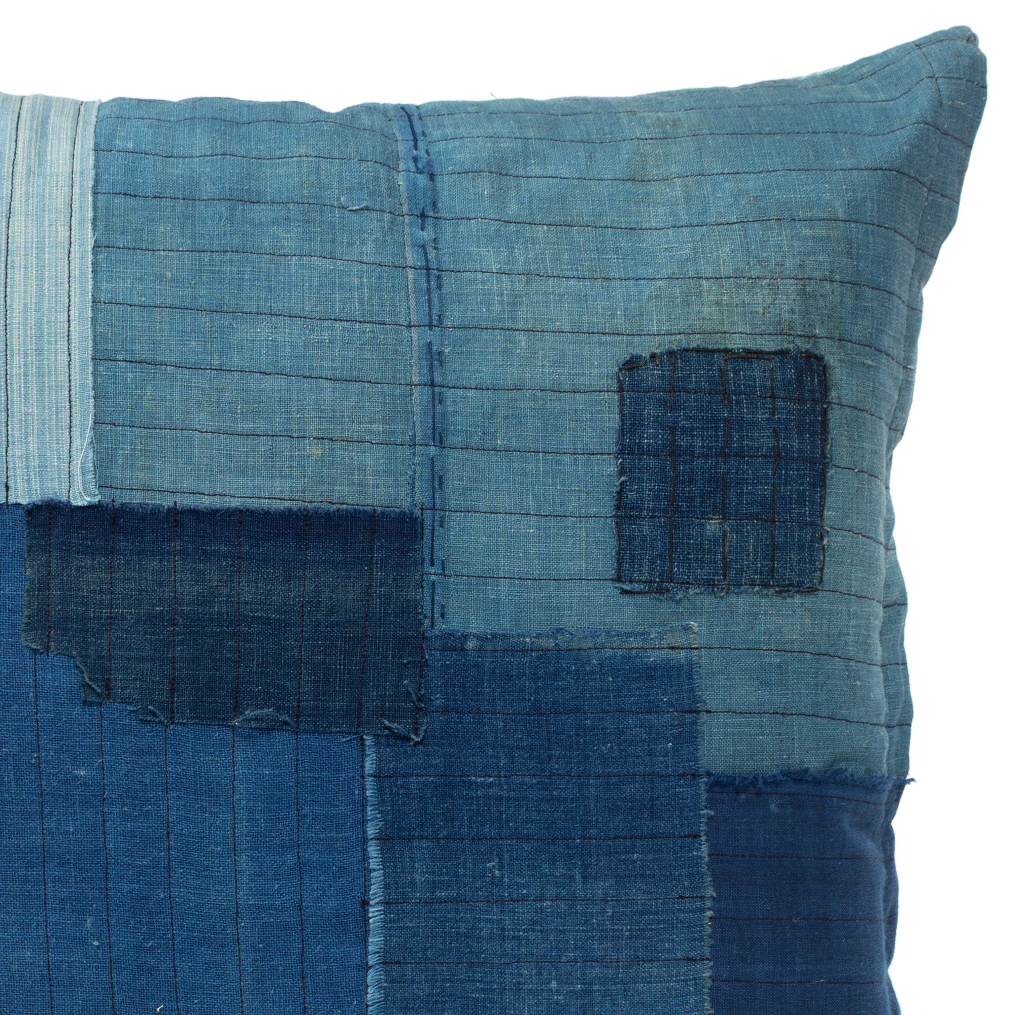 Vintage Japanese Indigo Cotton Patchwork Pillow