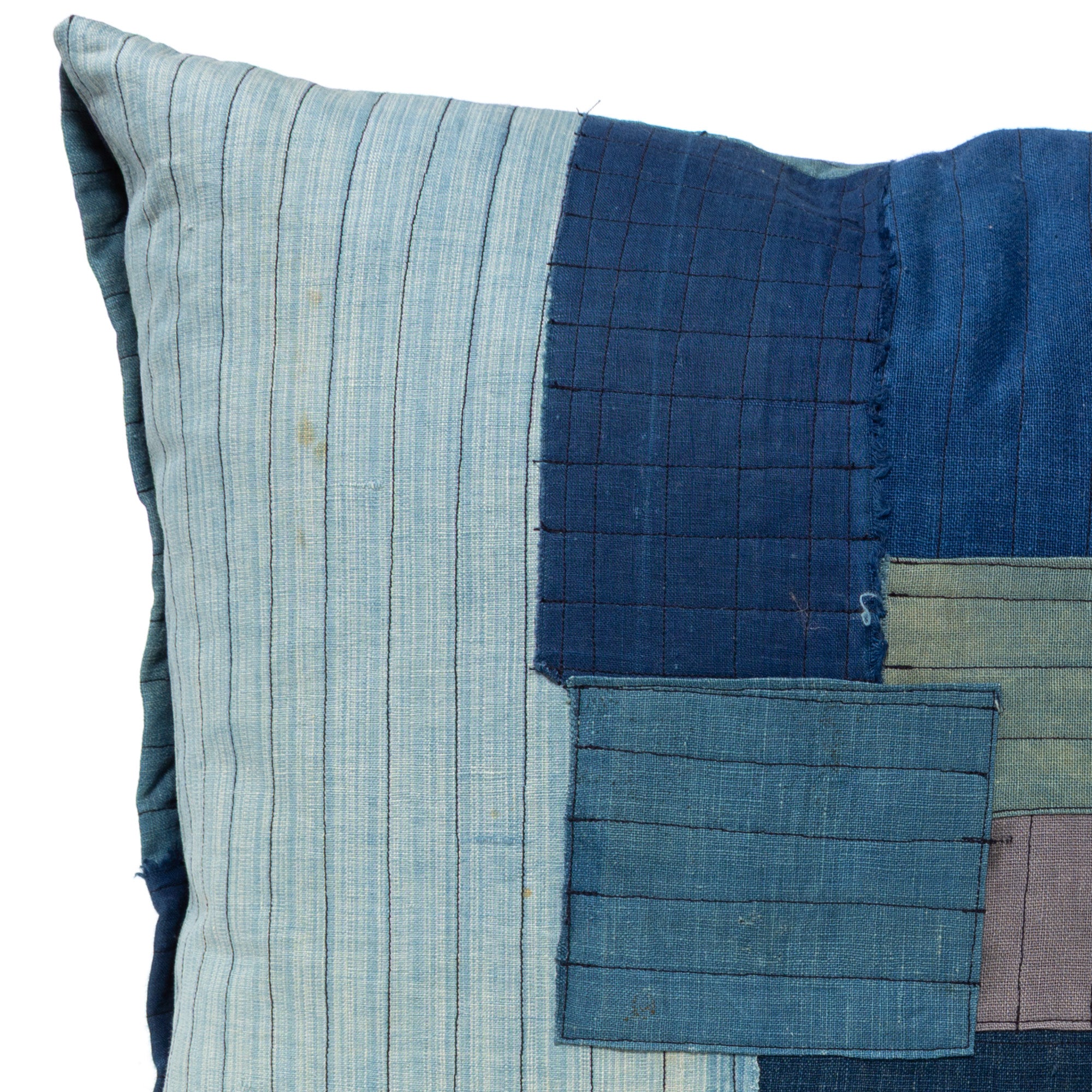 Vintage Japanese Indigo Cotton Patchwork Pillow