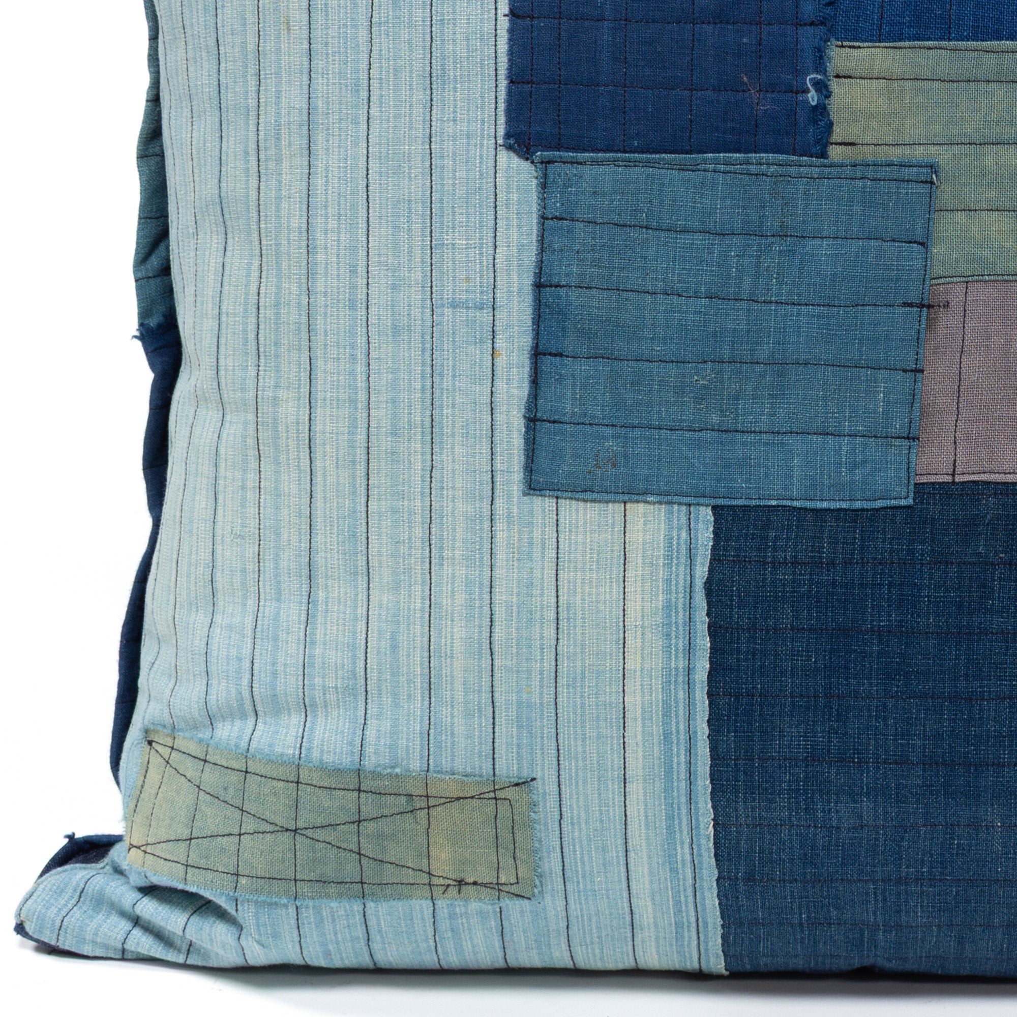 Vintage Japanese Indigo Cotton Patchwork Pillow