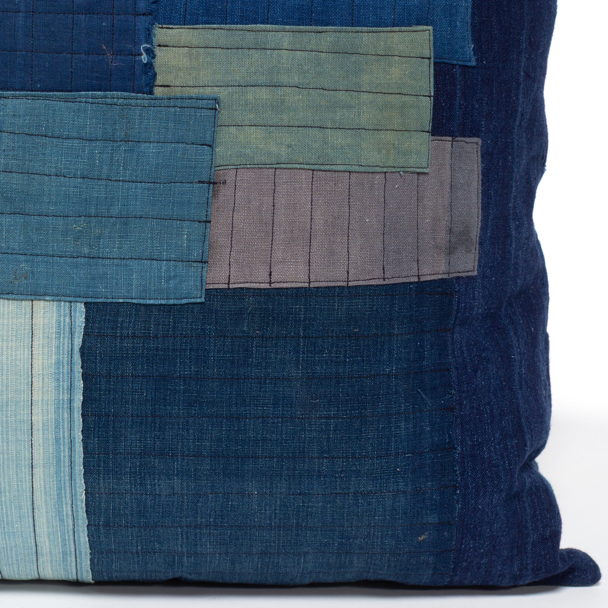 Vintage Japanese Indigo Cotton Patchwork Pillow