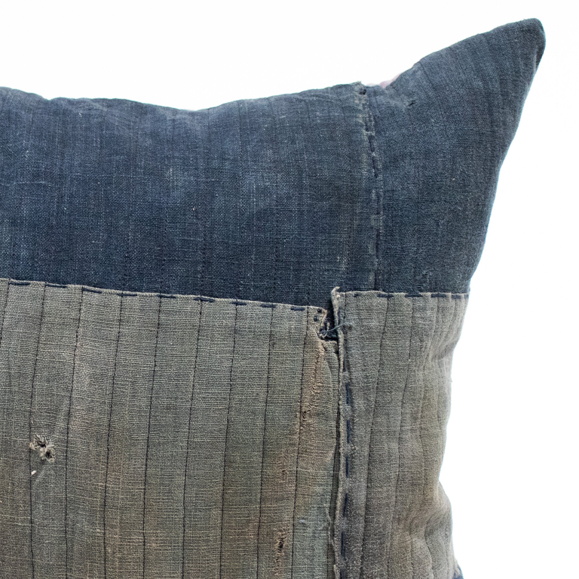 Vintage Japanese Indigo Cotton Boro Patchwork Pillow