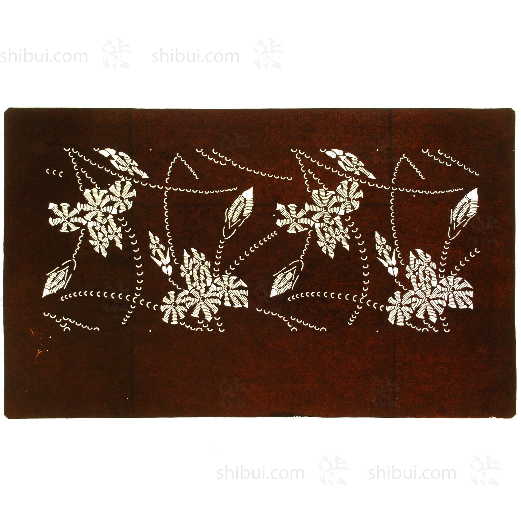 Meiji Floral Katagami | Japanese Lacquered Paper Stencil