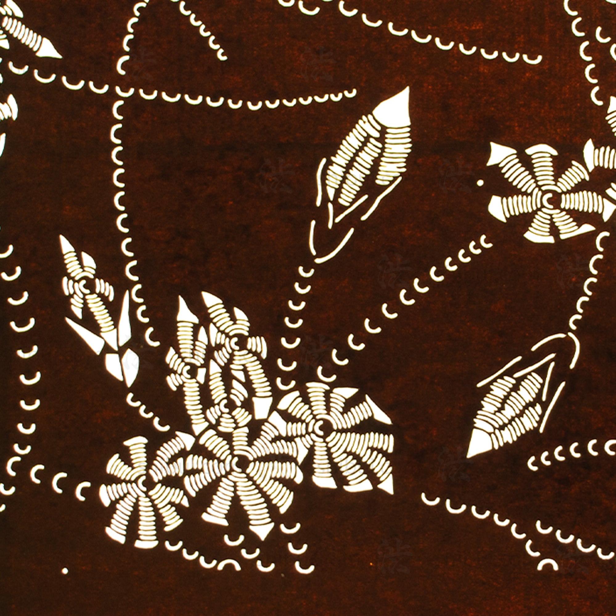 Meiji Floral Katagami | Japanese Lacquered Paper Stencil