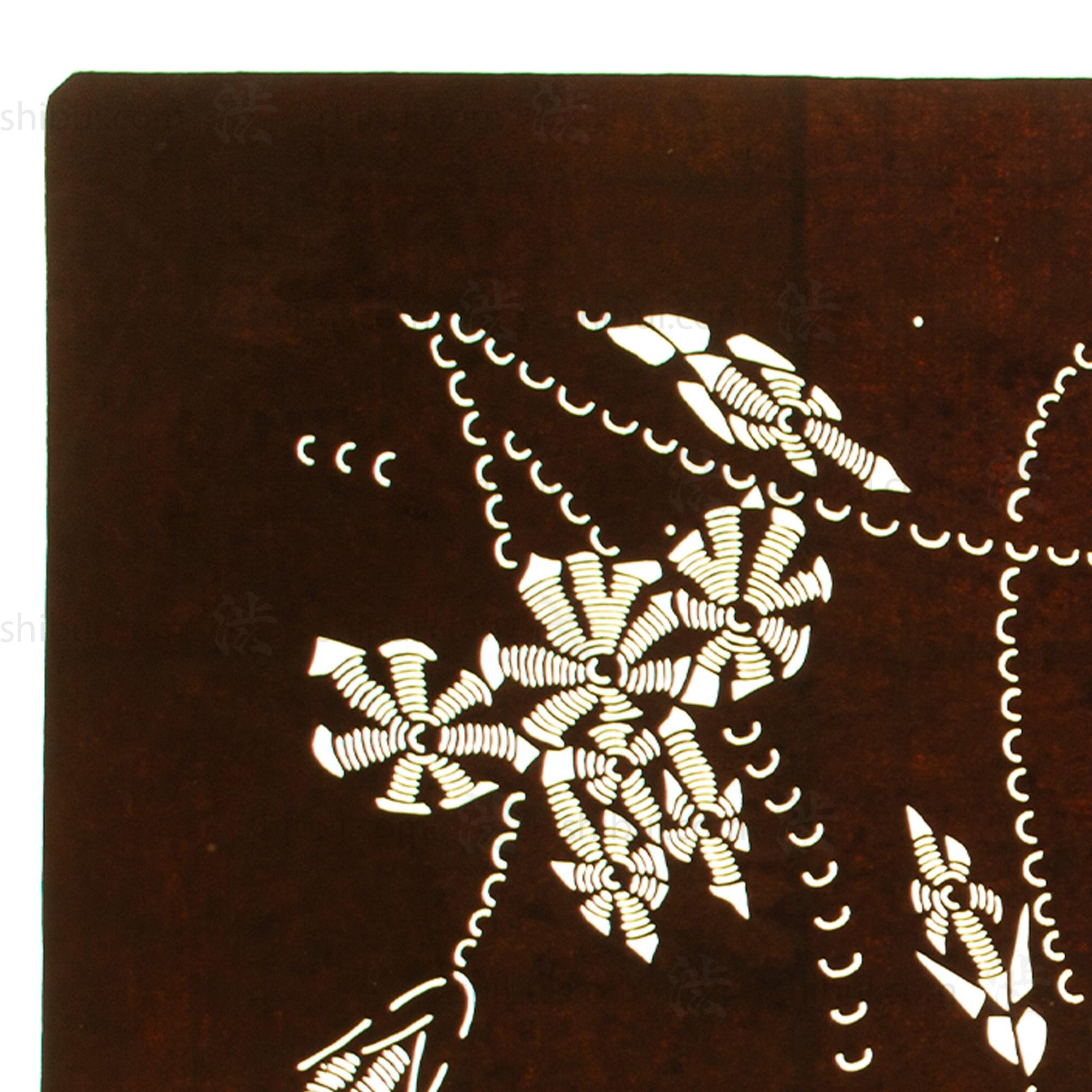 Meiji Floral Katagami | Japanese Lacquered Paper Stencil
