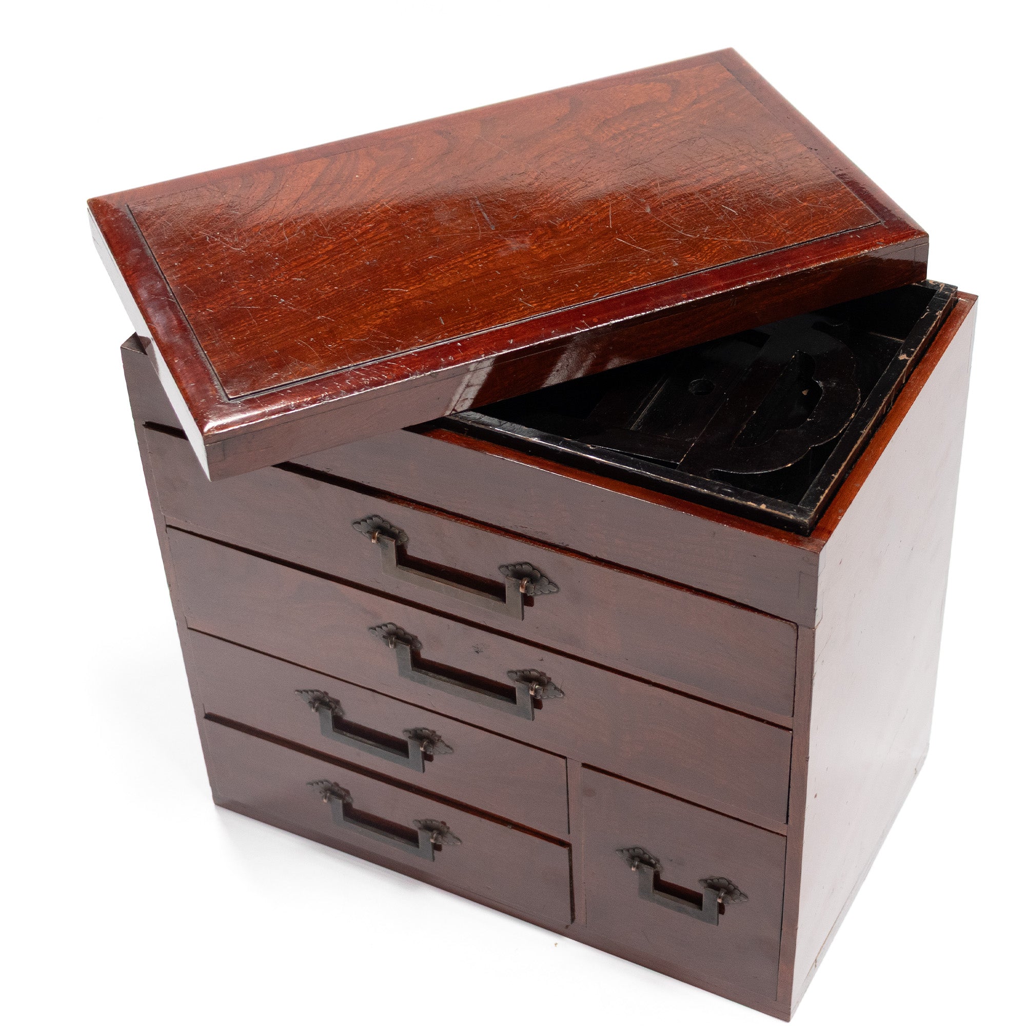Kyodai Japanese Antique Furniture Vanity Dresser Mirror Chest