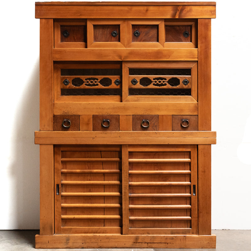Mizuya Tansu from Kyoto | Japanese Antique Cabinet | ~4' Width, 2 Section