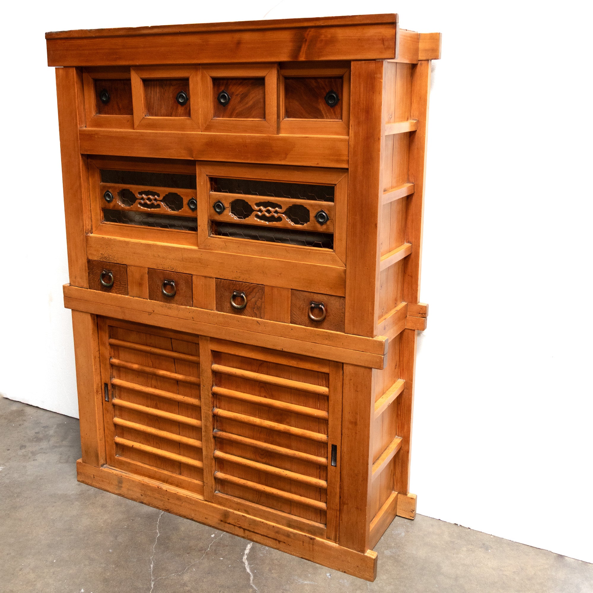 Mizuya Tansu from Kyoto | Japanese Antique Cabinet | ~4' Width, 2 Section