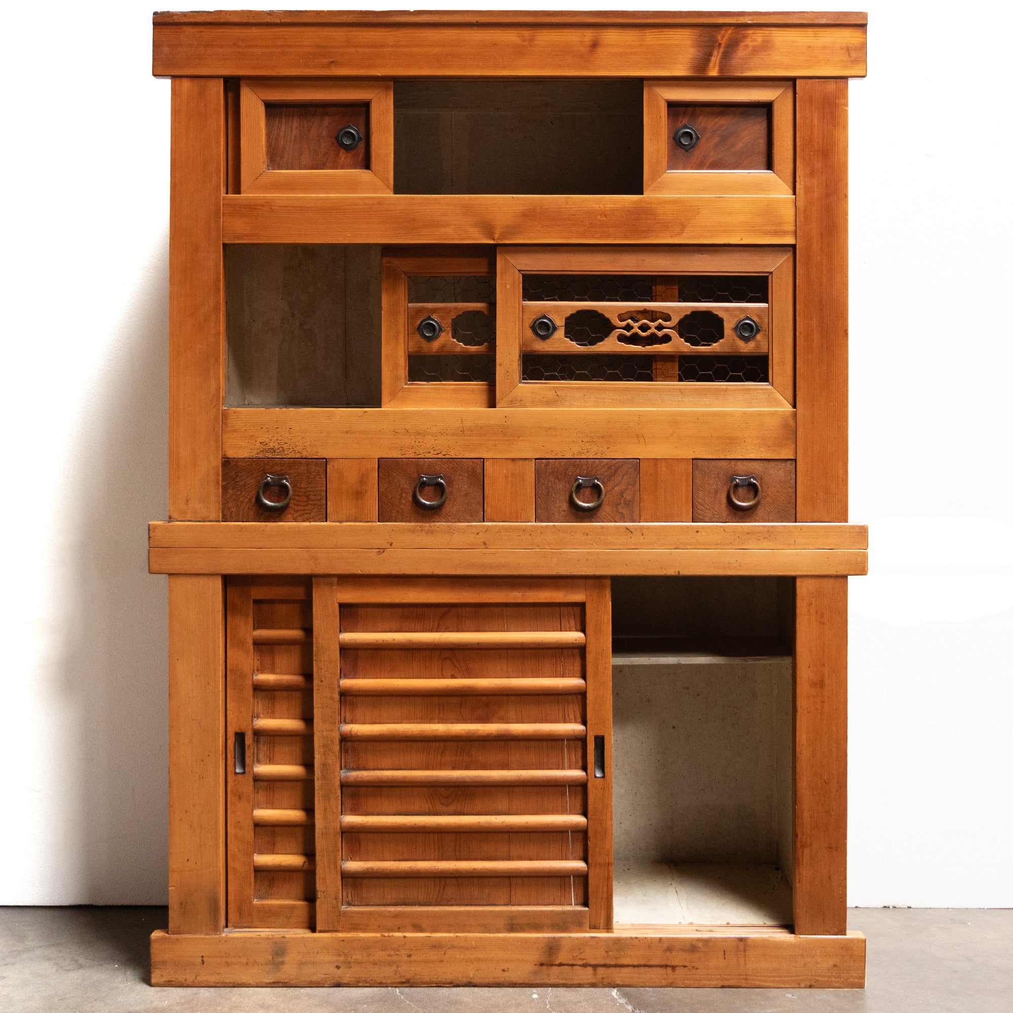 Mizuya Tansu from Kyoto | Japanese Antique Cabinet | ~4' Width, 2 Section