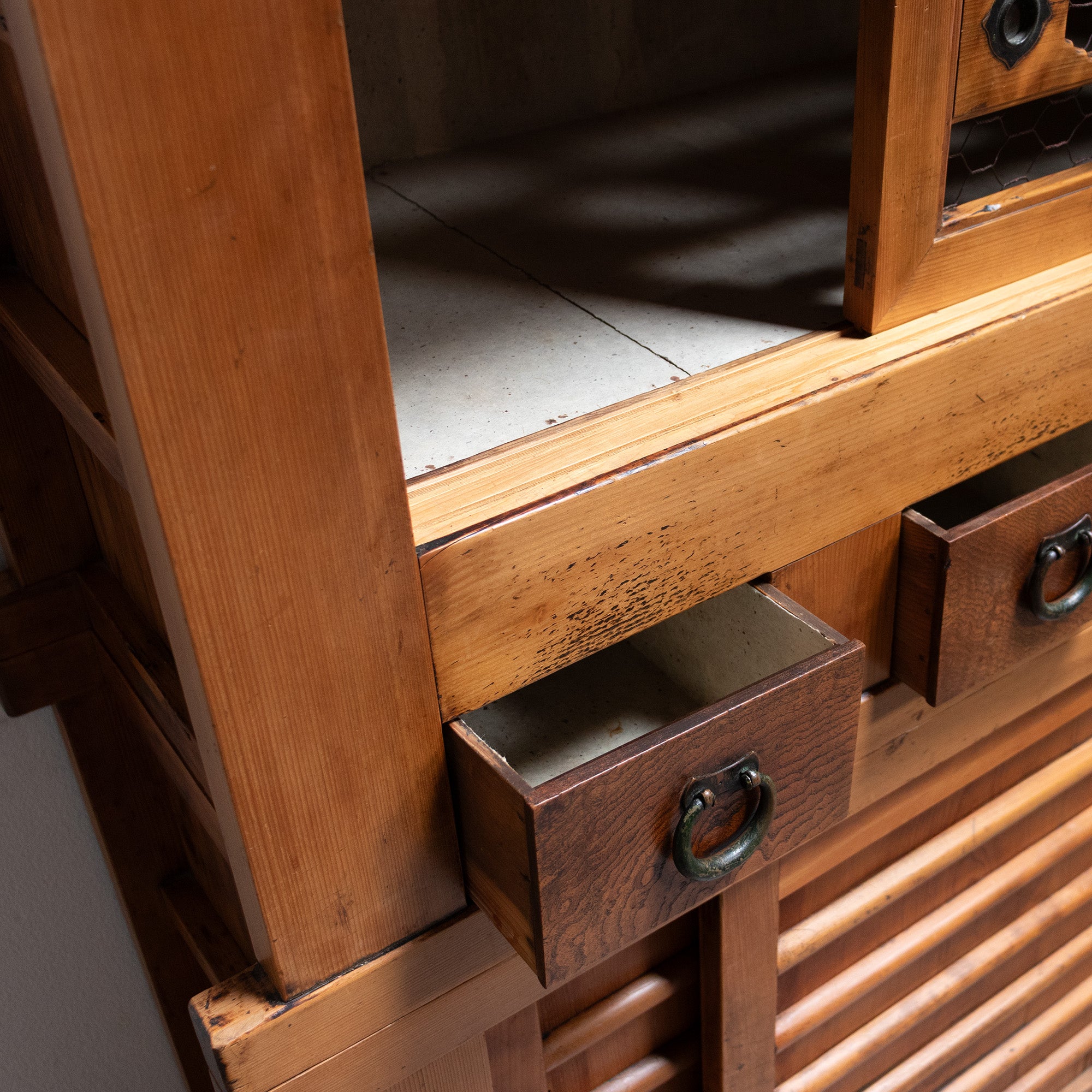 Mizuya Tansu from Kyoto | Japanese Antique Cabinet | ~4' Width, 2 Section