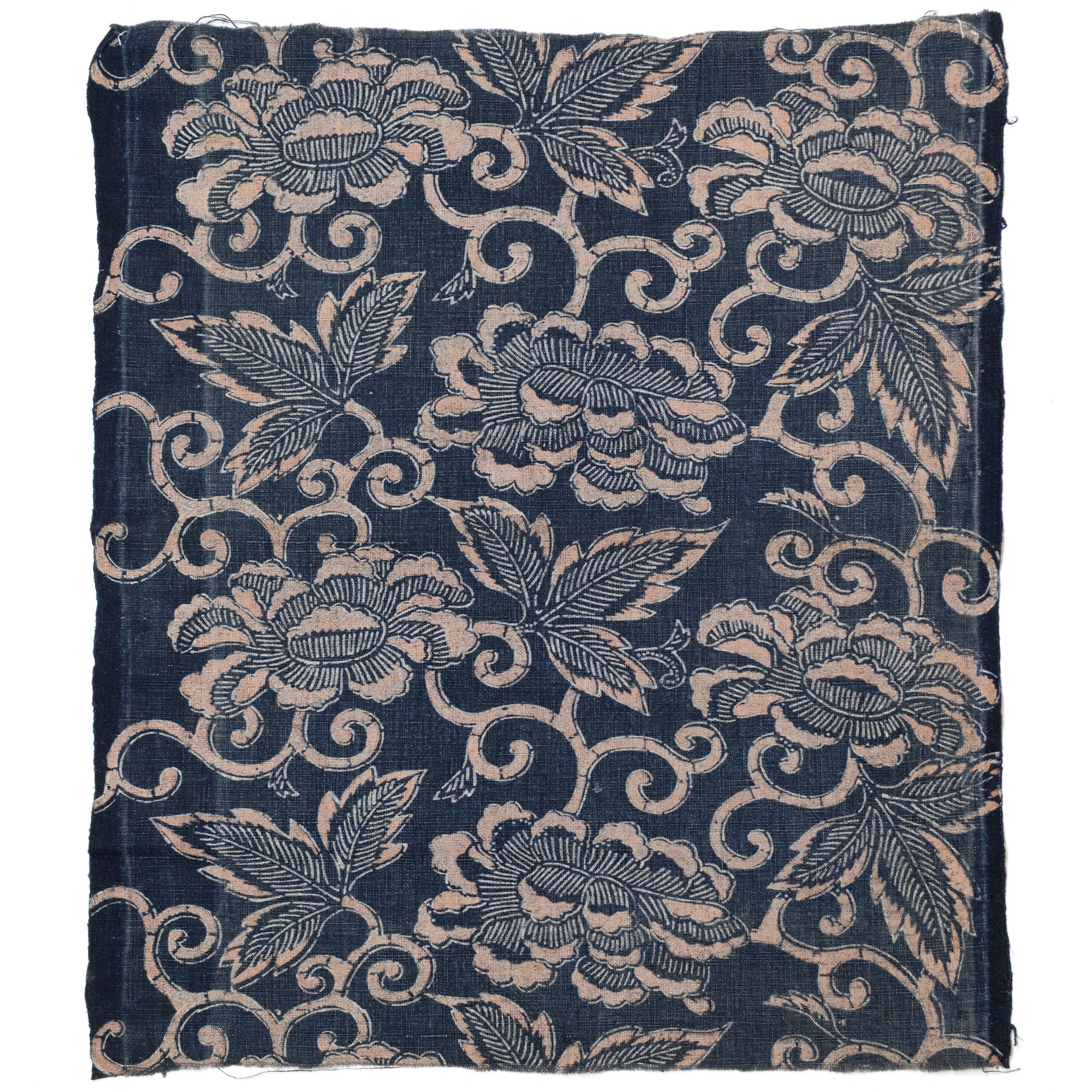 Katazome Fragment with Arabesque Pattern and Leaves