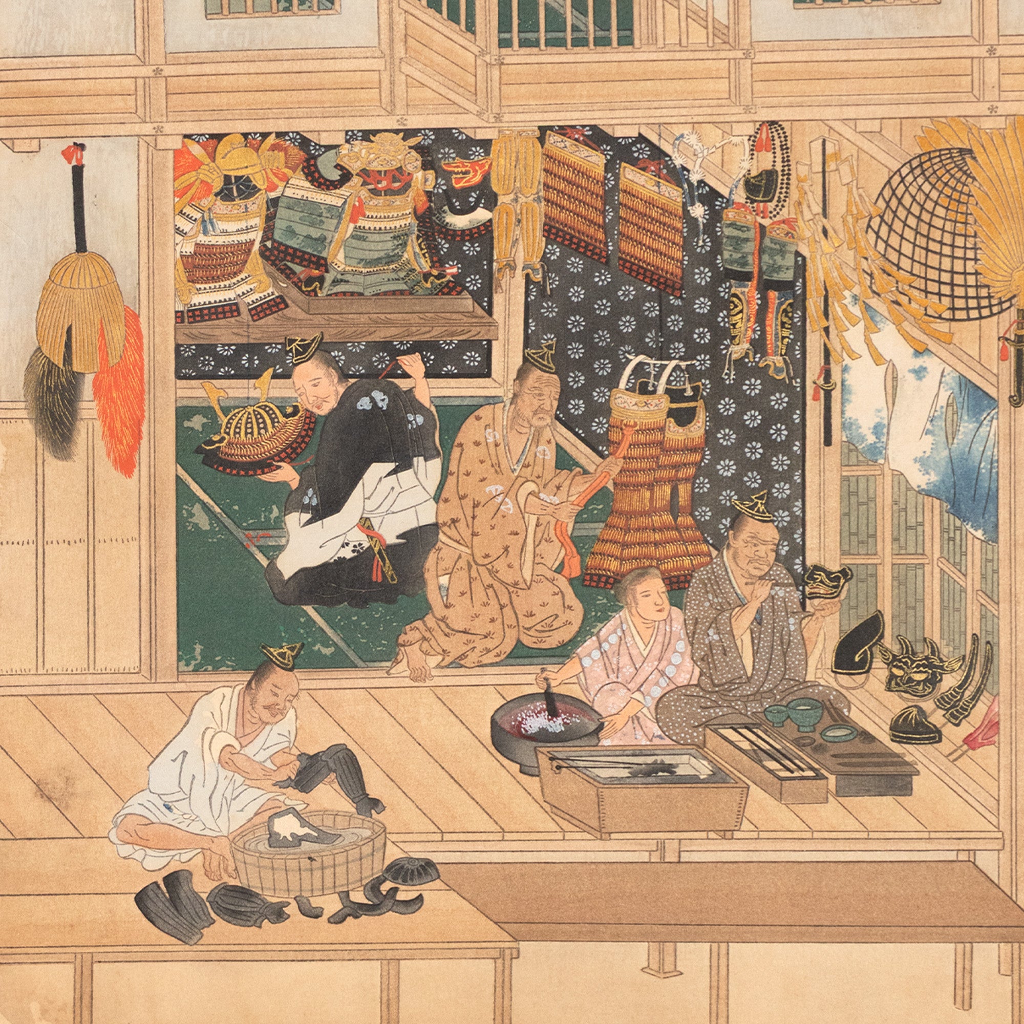 The Craftsmen's Life - Armorers | Antique Japanese Wood Block Print