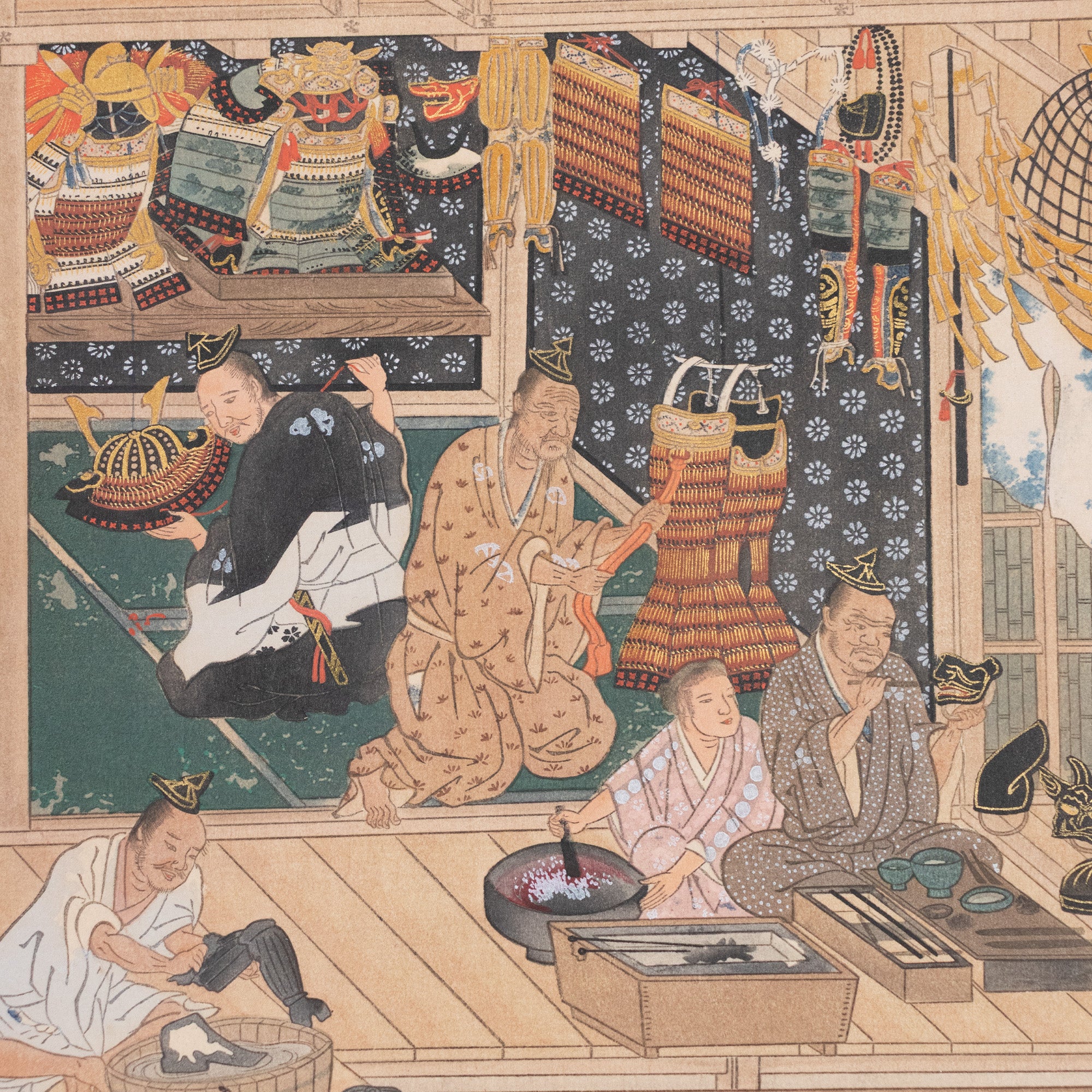 The Craftsmen's Life - Armorers | Antique Japanese Wood Block Print