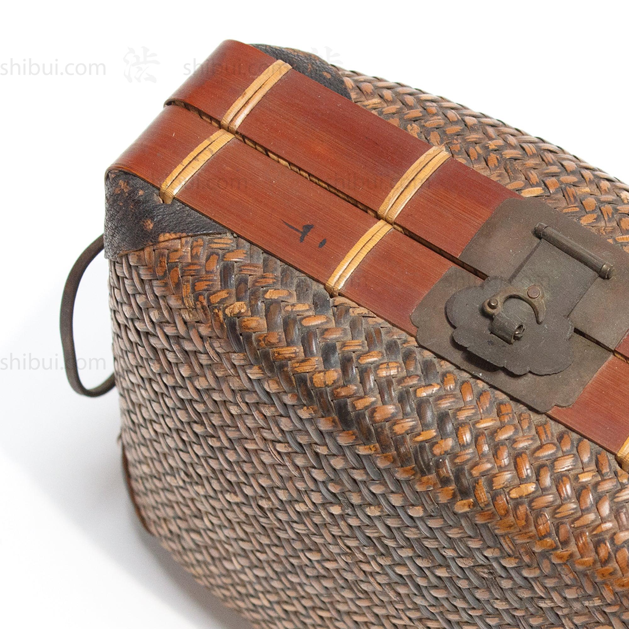 Japanese Antique Bamboo Woven Bento Basket