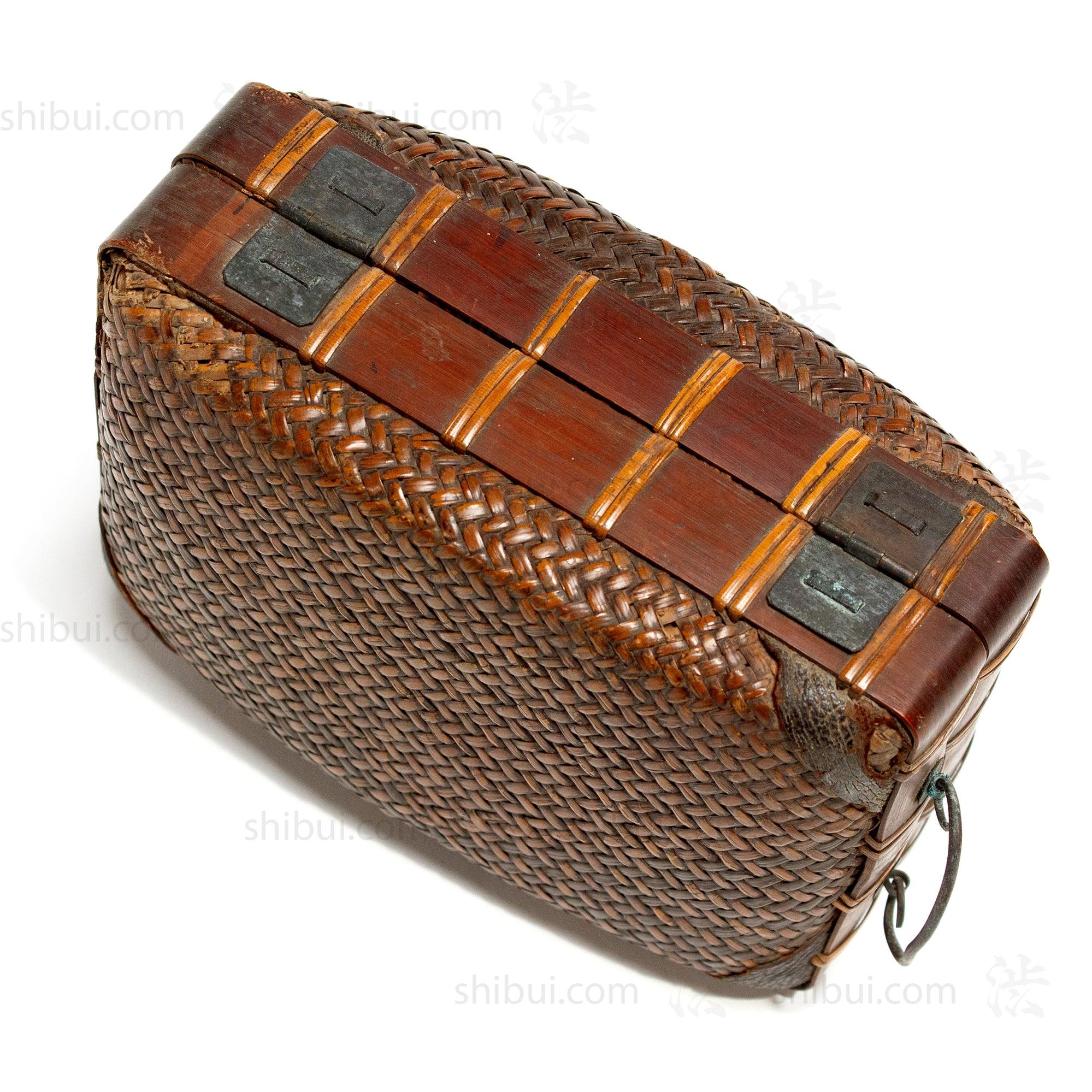Japanese Antique Bamboo Woven Bento Basket