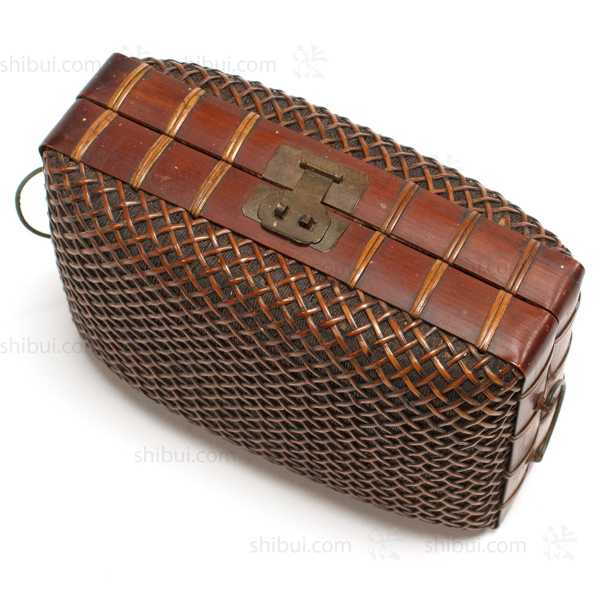 Japanese Antique Bamboo Woven Bento Basket