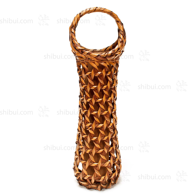 Tall Hanakago Japanese Twisted Weave Bamboo Ikebana Flower Basket