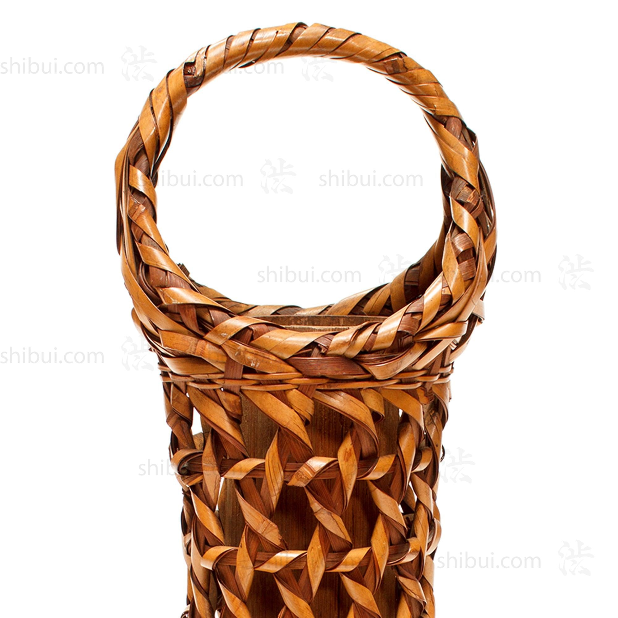 Tall Hanakago Japanese Twisted Weave Bamboo Ikebana Flower Basket