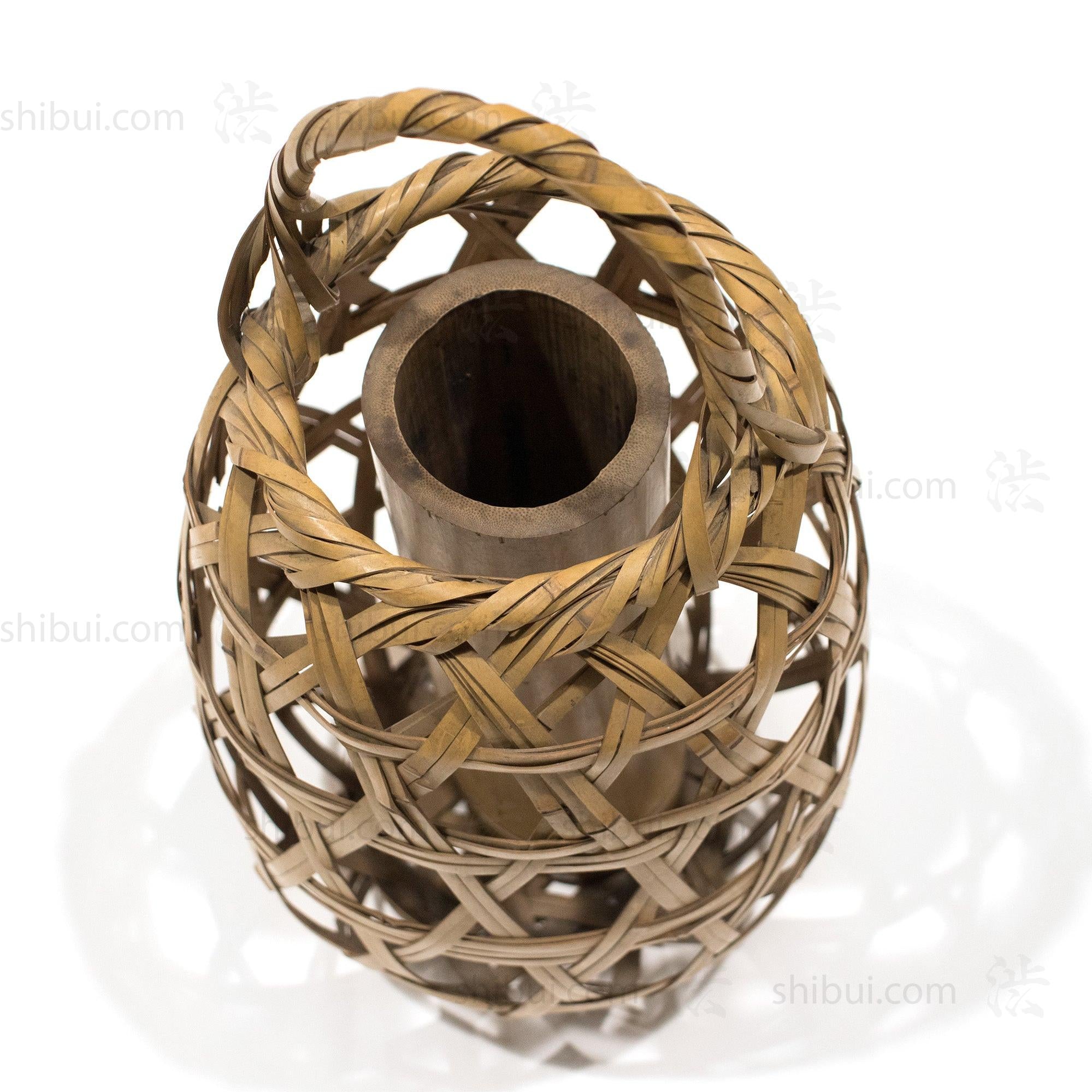 Signed Japanese Ikebana Flower Bamoo Basket