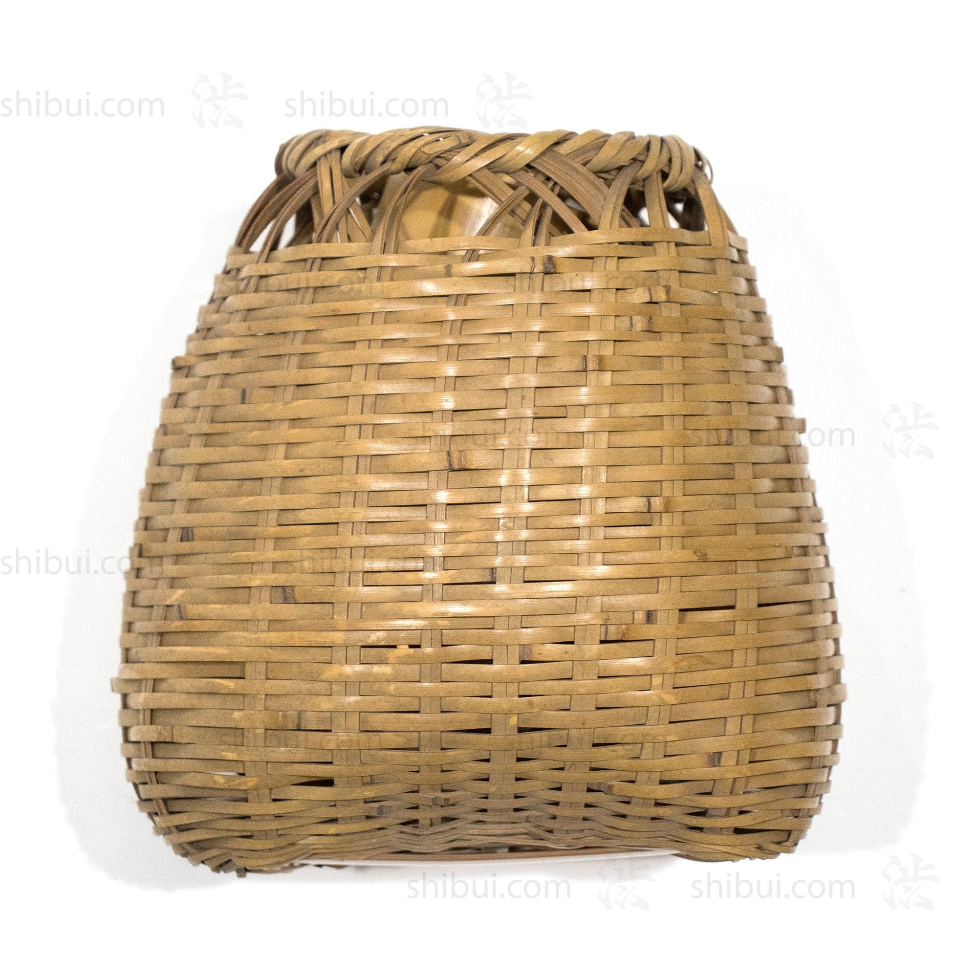 Signed Blond Bamboo Wall Ikebana Basket