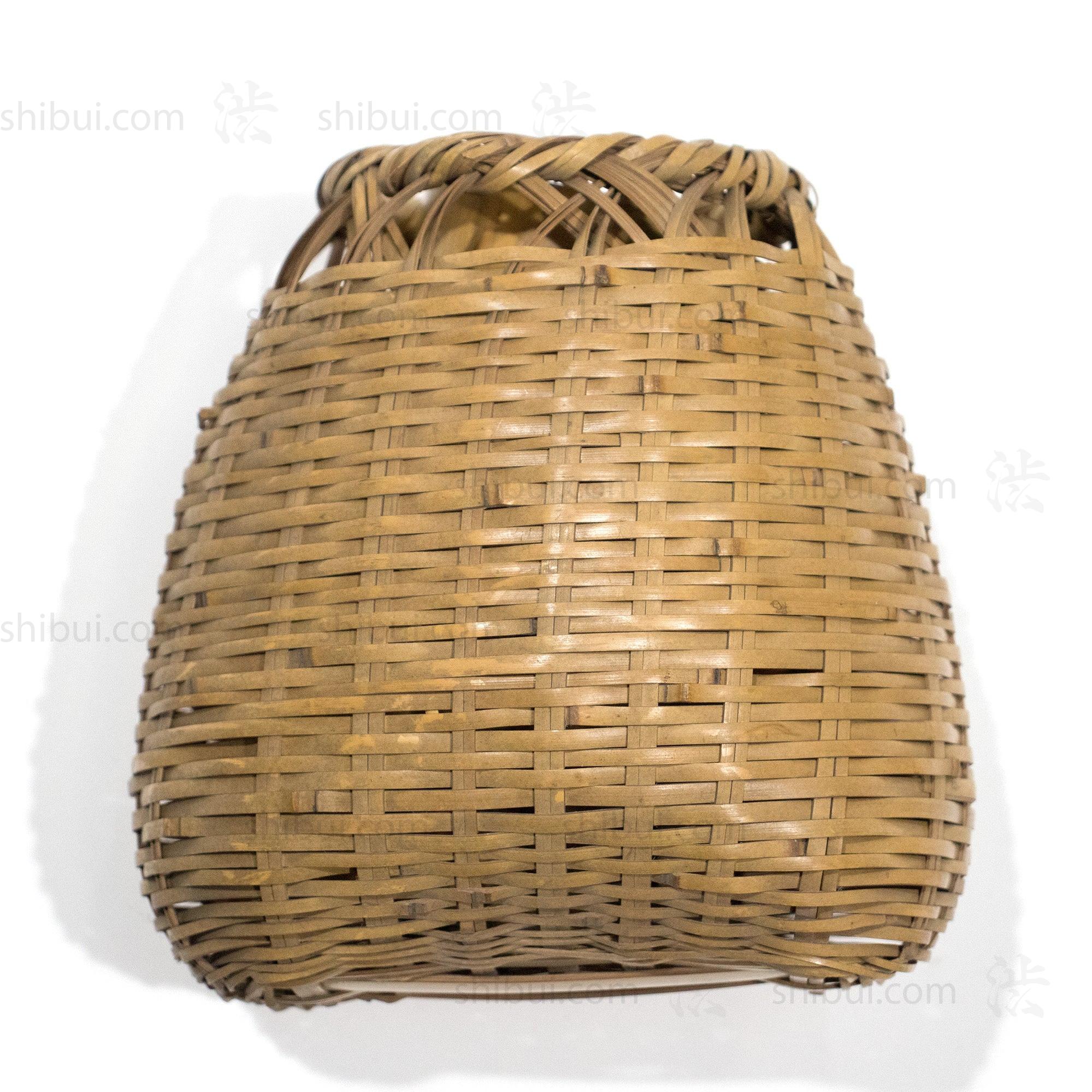 Signed Blond Bamboo Wall Ikebana Basket