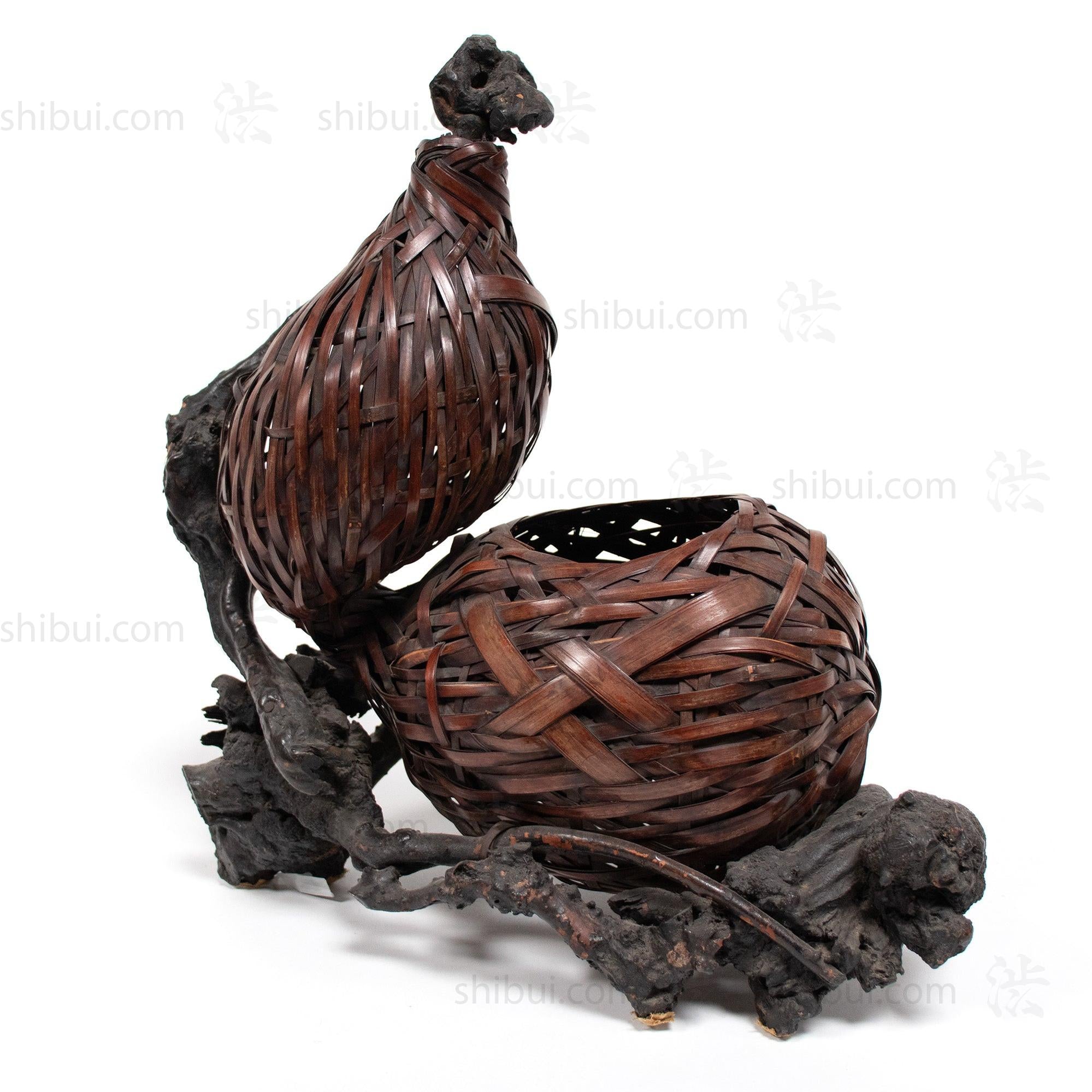 Bird's Nest Hanakago Japanese Bamboo Ikebana Flower Basket